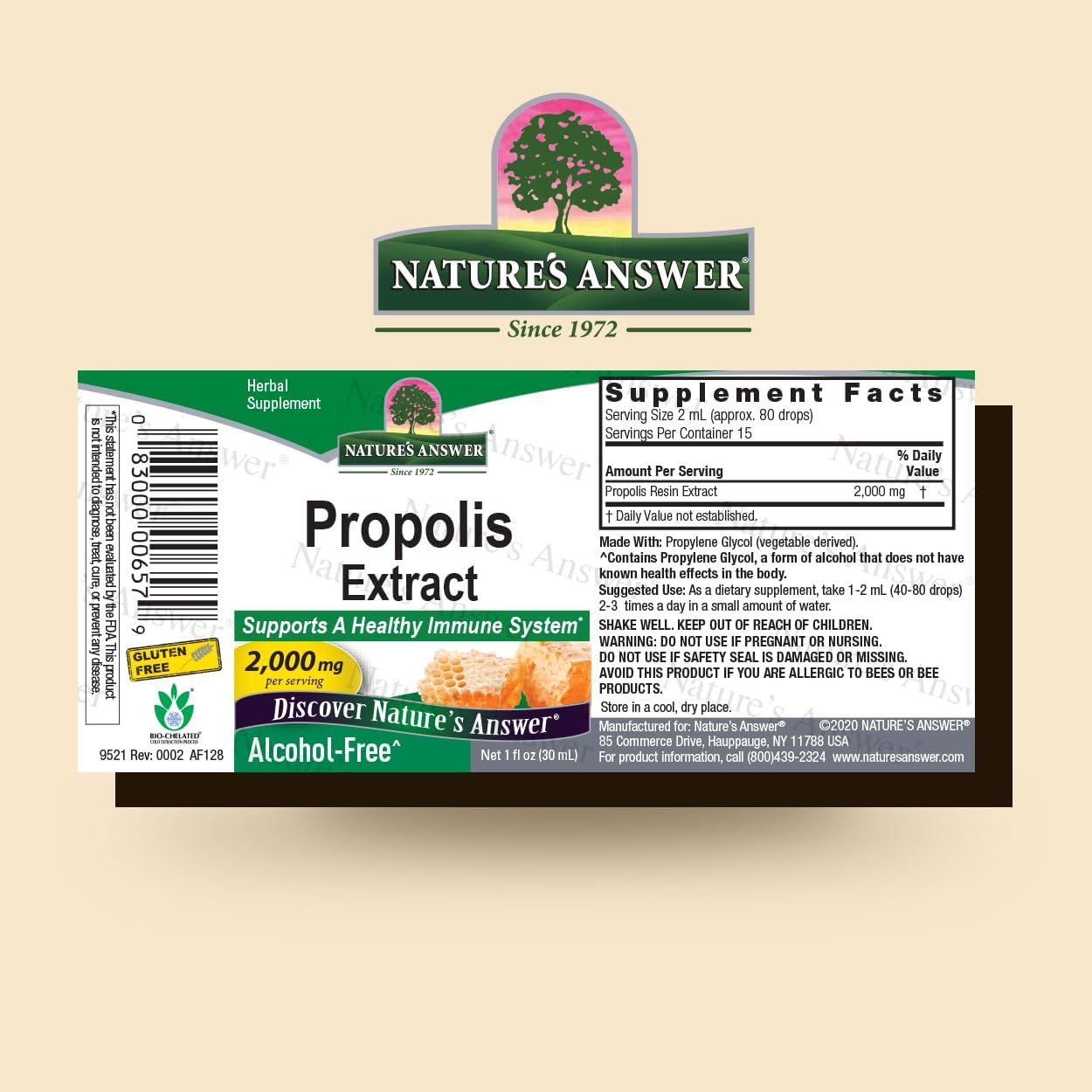 Nature's Answer Propolis Resin Extract 1 Fluid Ounce - Alcohol Free, Immune Support, Gluten Free, Made in USA, Natural Bee Product, Suitable for Everyone, Pure Herbal Extract
