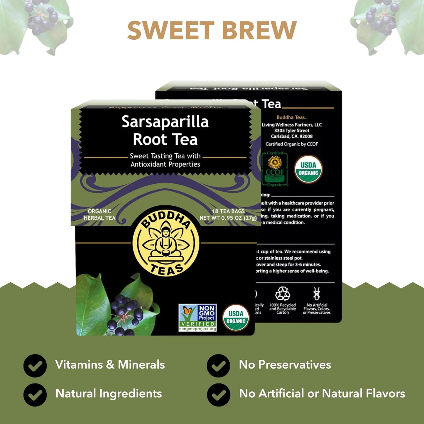 Buddha Teas Organic Dandelion Root Tea – 18 Bleach-Free Tea Bags – Caffeine-Free Tea with a Rich, Earthy Taste, Natural Source of Vitamins, Minerals, and Antioxidants, Kosher, GMO-Free