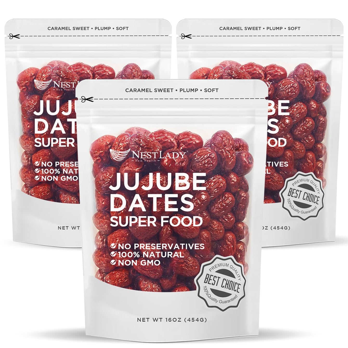 NESTLADY Premium Jujube Date, Red Date (Hong Zao), 100% Natural, Improve sleep, Health Snack, Dried Fruit, Sweet and Chewy Net weight: 454g (1LB),Packed in USA
