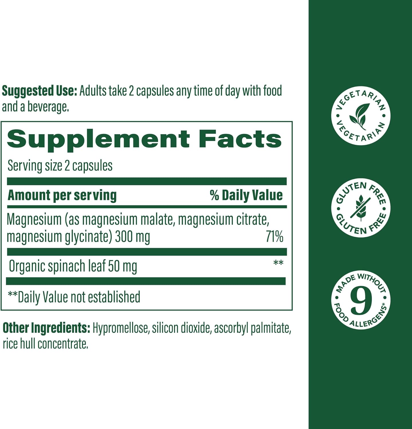 MegaFood Magnesium 300 mg - Highly absorbable Blend of Magnesium Glycinate, Magnesium Citrate & Magnesium Malate to Help Support Heart, Nerve Health and Relaxation - 120 Capsules (60 Servings)