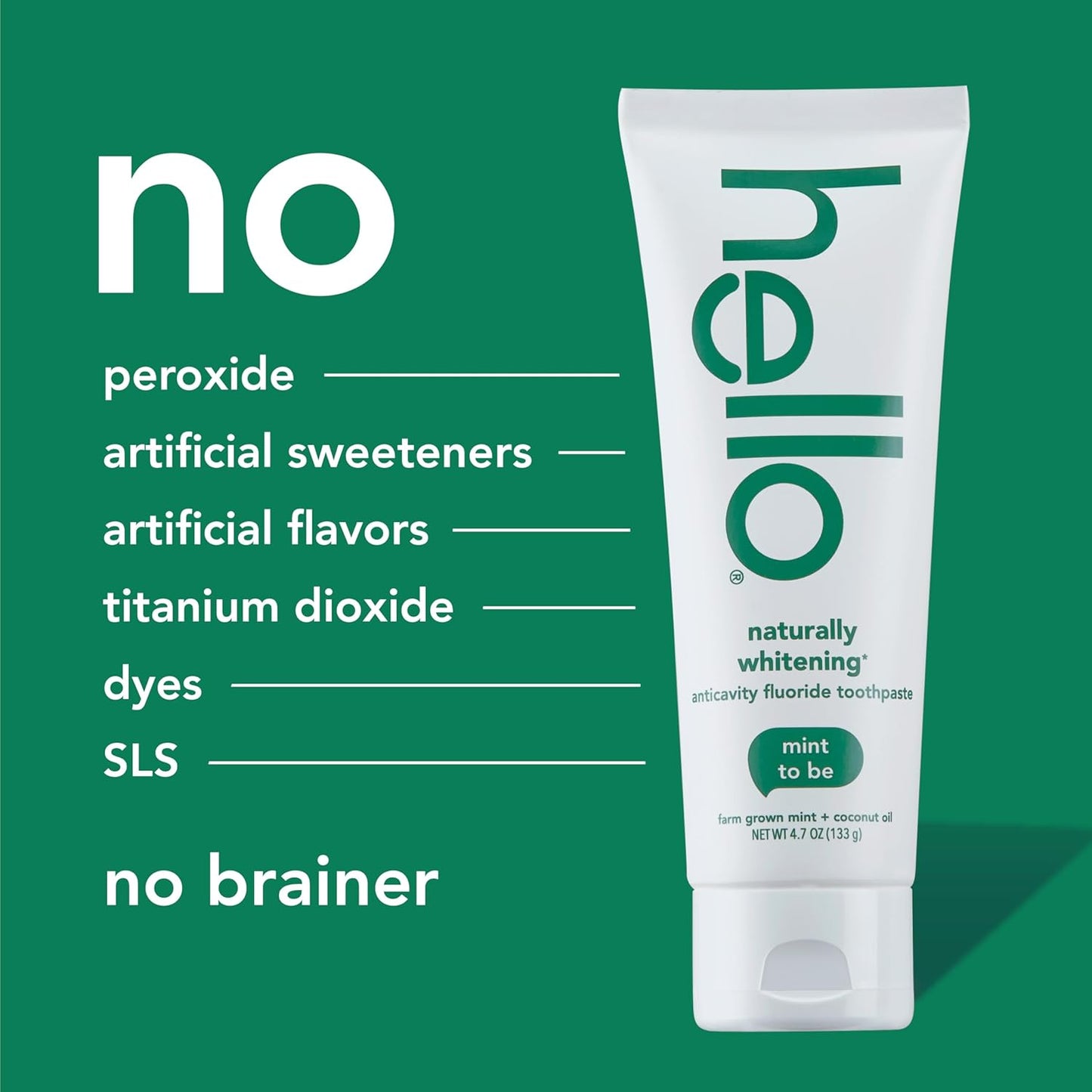 Hello Naturally Whitening Fluoride Toothpaste, Natural Whitening Toothpaste with Coconut Oil and Tea Tree Oil, Tames Bad Breath, Helps Moisturize, and Fights Cavities, 4.7 Oz Tubes