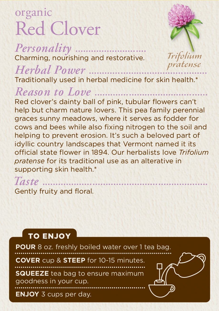 Traditional Medicinals Tea, Organic Red Clover, Supports Skin Health, 16 Tea Bags