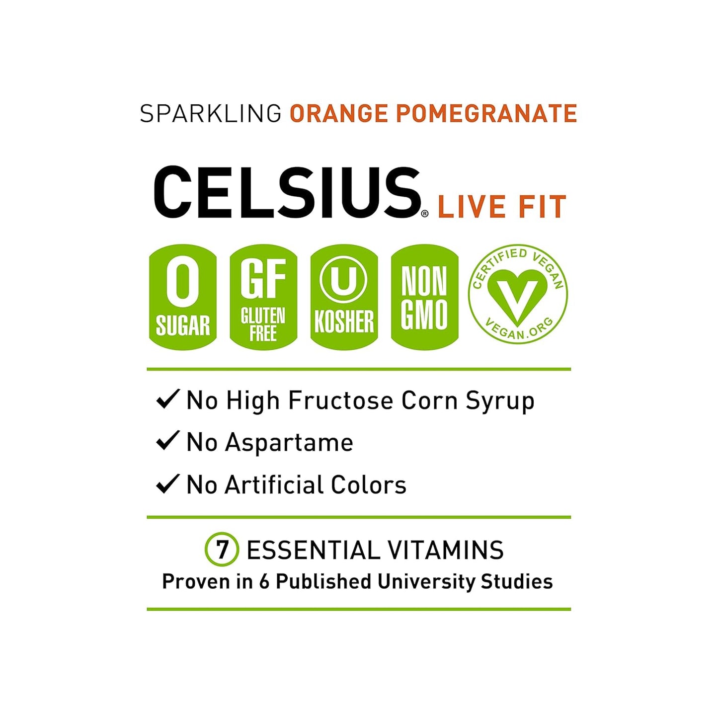 CELSIUS Sparkling Orange, Functional Essential Energy Drink 12 Fl Oz