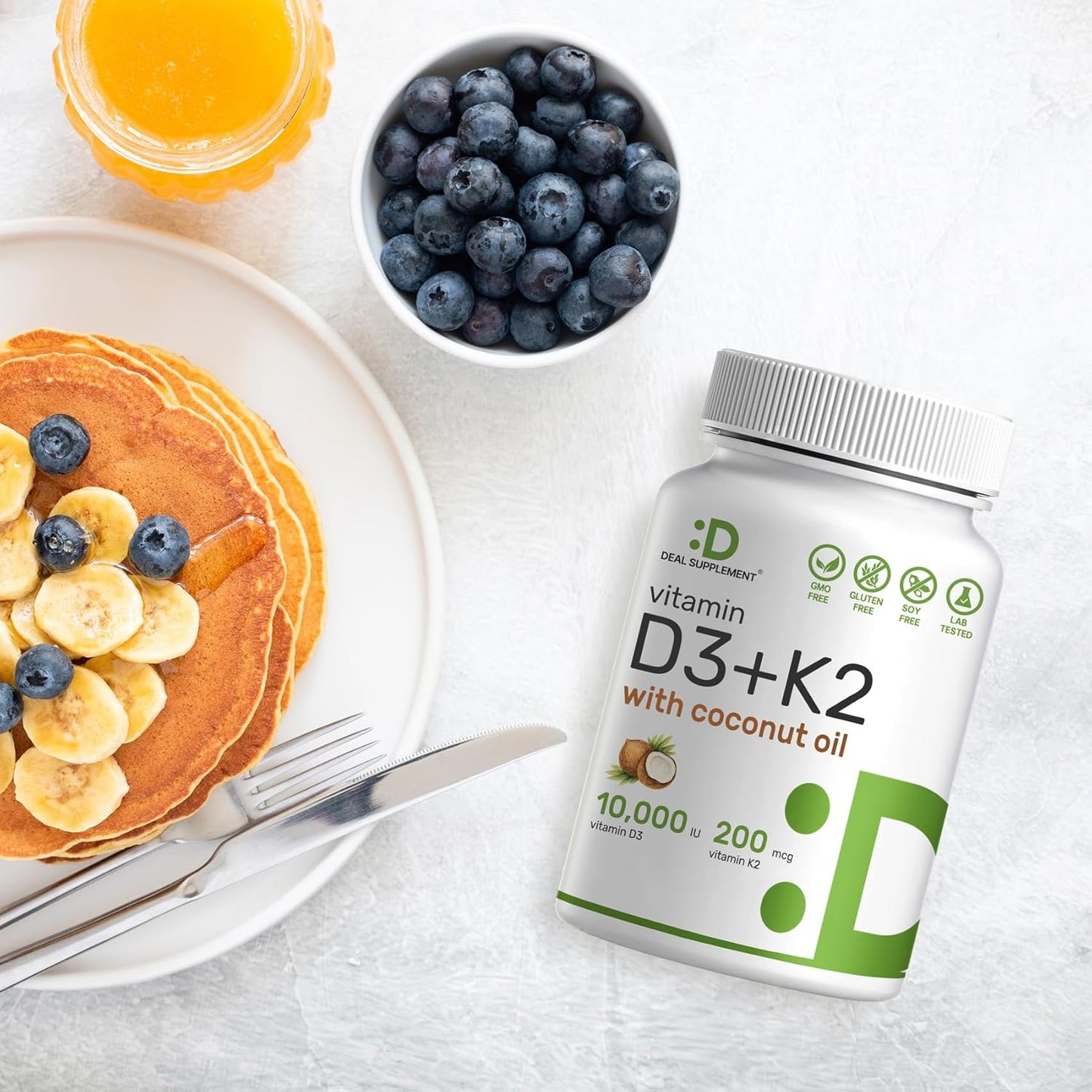 DEAL SUPPLEMENT Vitamin D3 10,000 IU + K2 MK7 200mcg Softgels, 250 Count | 2-in-1 Complex with Virgin Coconut Oil | Supports Heart, Bone, Teeth & Immune Health | Easy to Swallow