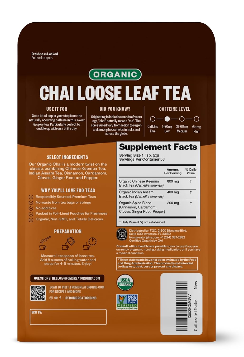 FGO Organic Nettle Leaf Tea, 100 Count, Eco-Conscious Tea Bags, Caffeine Free, Resealable Bag, Packaging May Vary (Pack of 1)