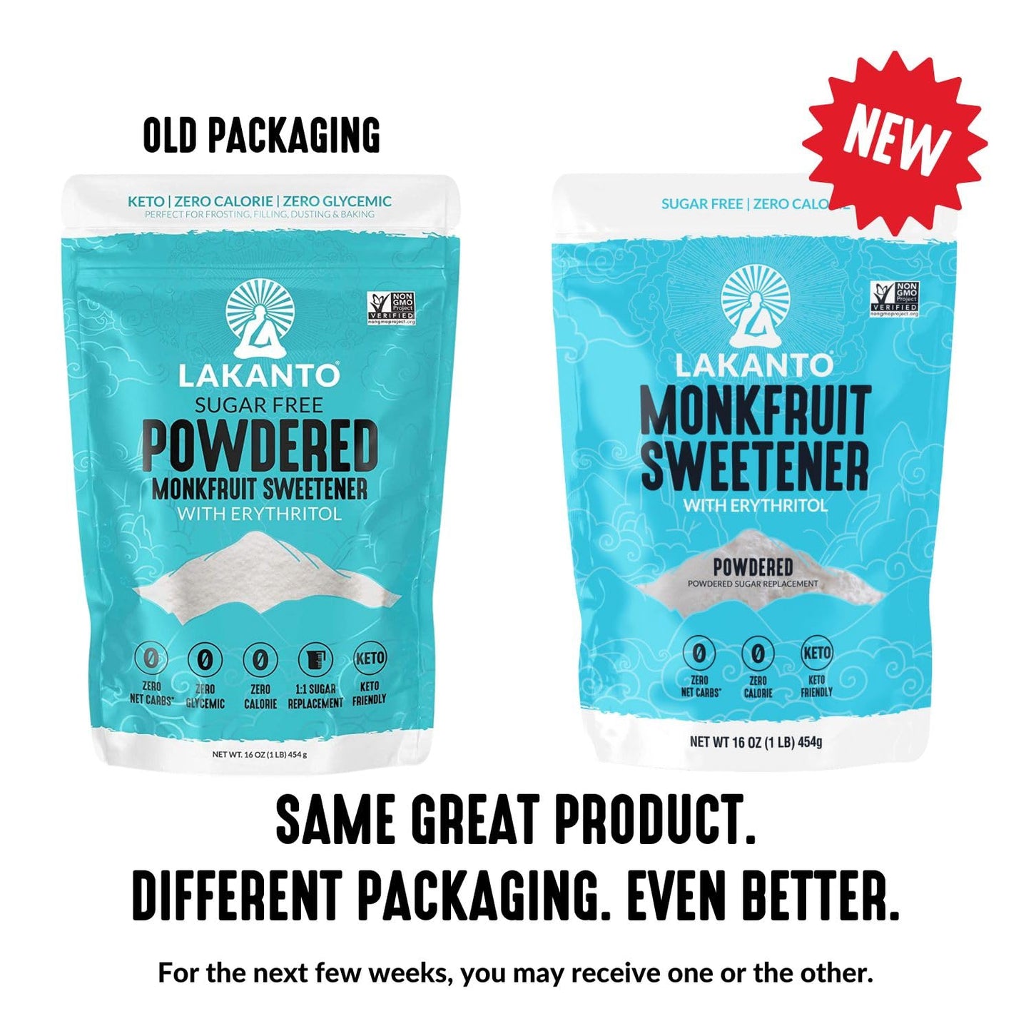 Lakanto Powdered Monk Fruit Sweetener with Erythritol - Powdered Sugar Substitute, Zero Calorie, Keto Diet Friendly, Zero Net Carbs, Baking, Extract, Sugar Replacement