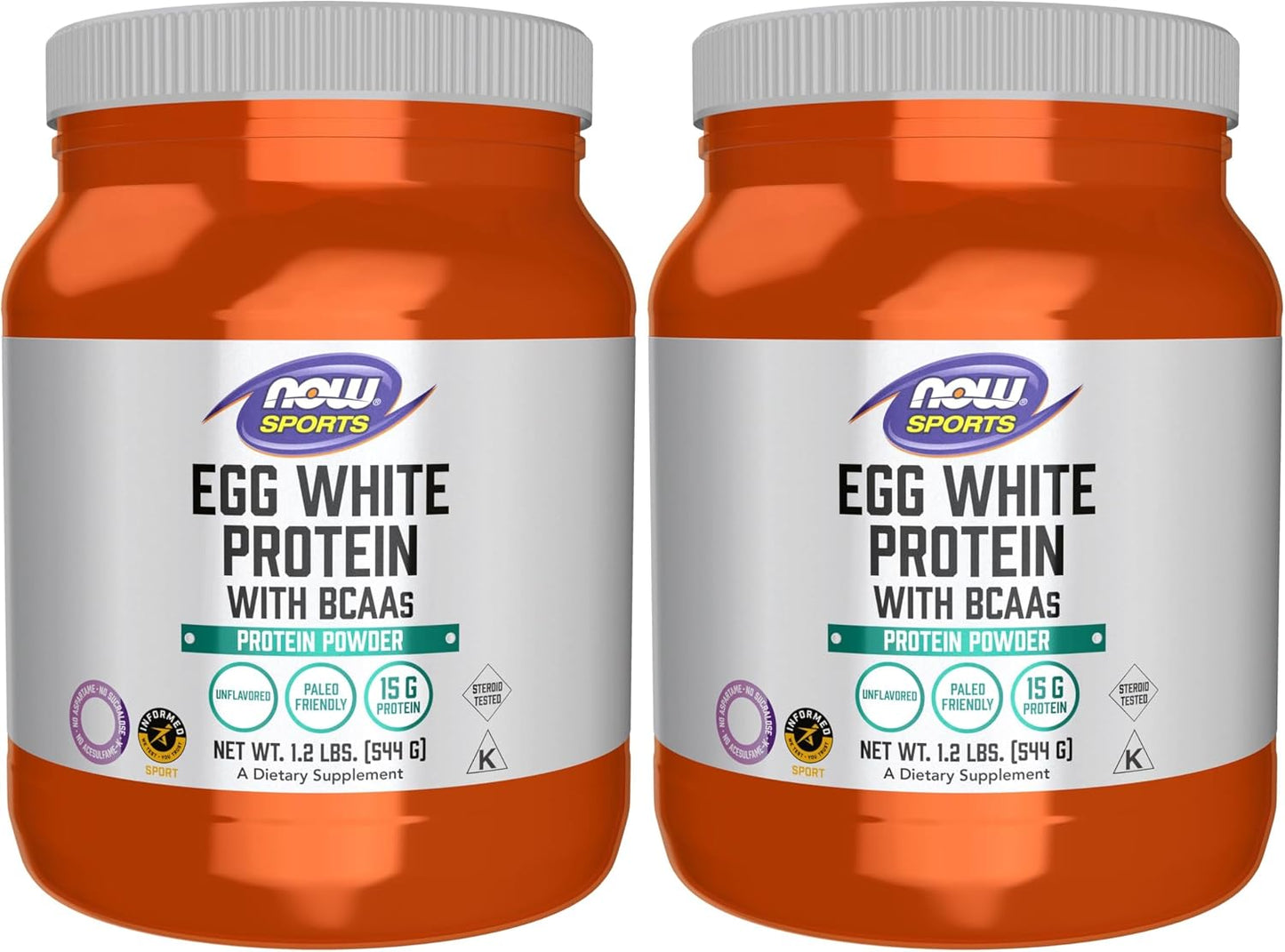 NOW Foods Sports Nutrition, Egg White Protein, 16 g With BCAAs, Unflavored Powder, 1.2-Pound