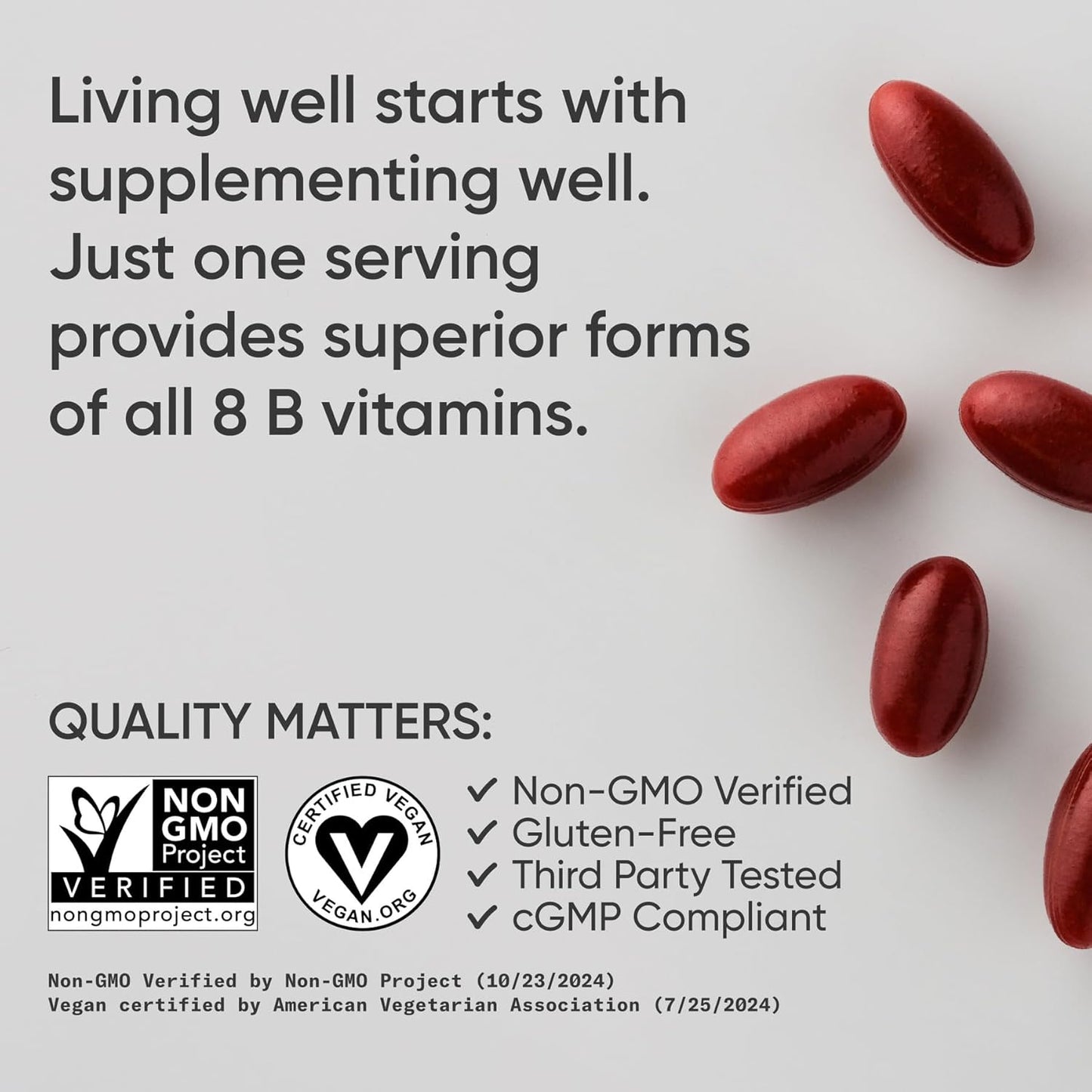 Sports Research Vitamin B-Complex - Full Spectrum of B Vitamins - Plant-Based Vegan-Friendly Formula - 60 Veggie Softgels