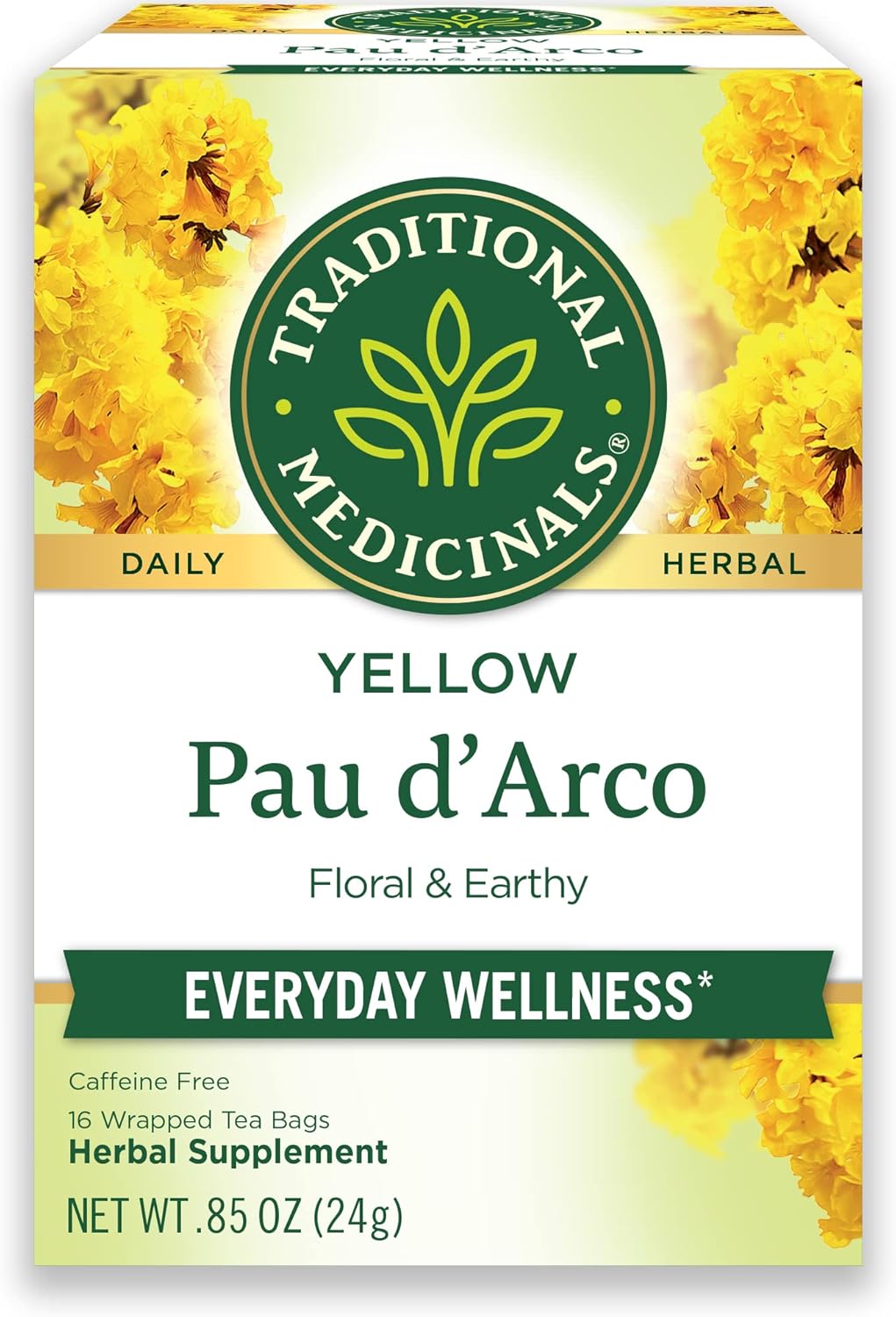 Traditional Medicinals Tea, Yellow Pau d'Arco, Everyday Wellness, 16 Tea Bags