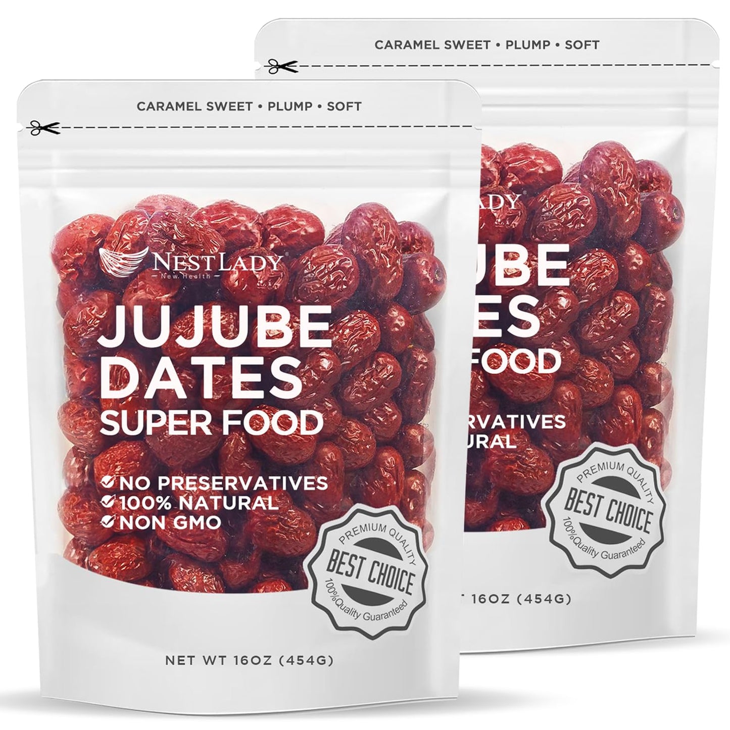 NESTLADY Premium Jujube Date, Red Date (Hong Zao), 100% Natural, Improve sleep, Health Snack, Dried Fruit, Sweet and Chewy Net weight: 454g (1LB),Packed in USA