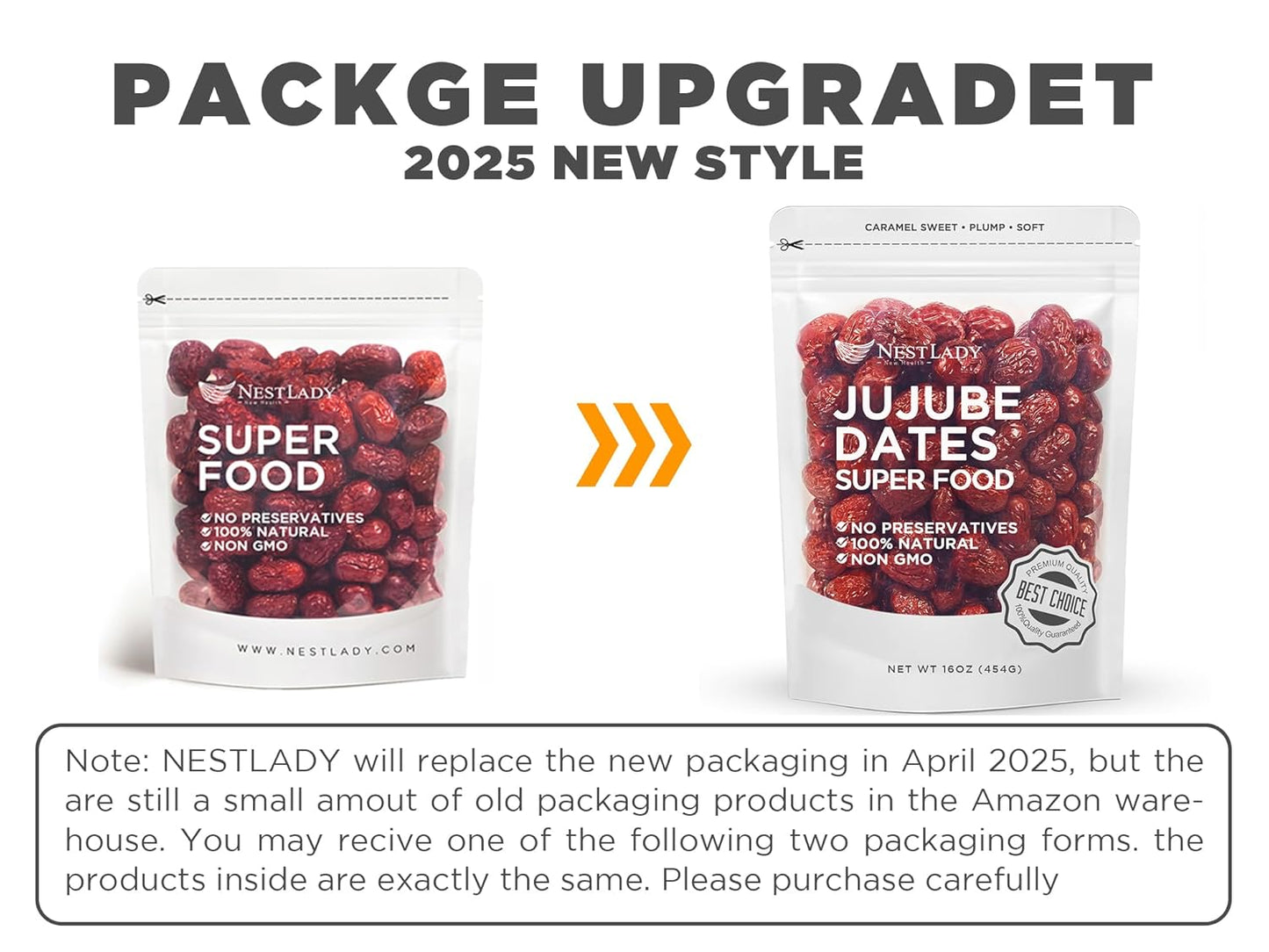 NESTLADY Premium Jujube Date, Red Date (Hong Zao), 100% Natural, Improve sleep, Health Snack, Dried Fruit, Sweet and Chewy Net weight: 454g (1LB),Packed in USA