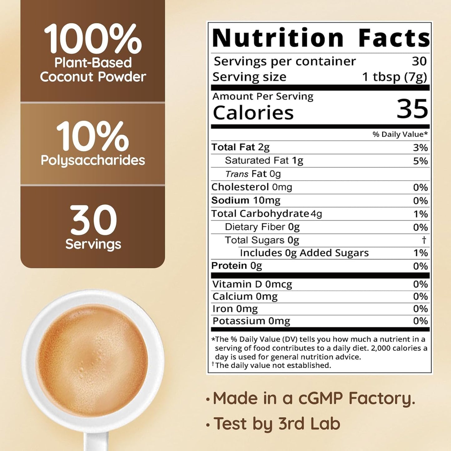Veltracha Mushroom Coconut Coffee Creamer, Coffee Mate Creamer Powder with Pure Coconut Extract and 6 Adaptogenic Mushroom, Superfood Creamer Vegan & Unsweetened, 7.41oz (30 Servings), Mocha