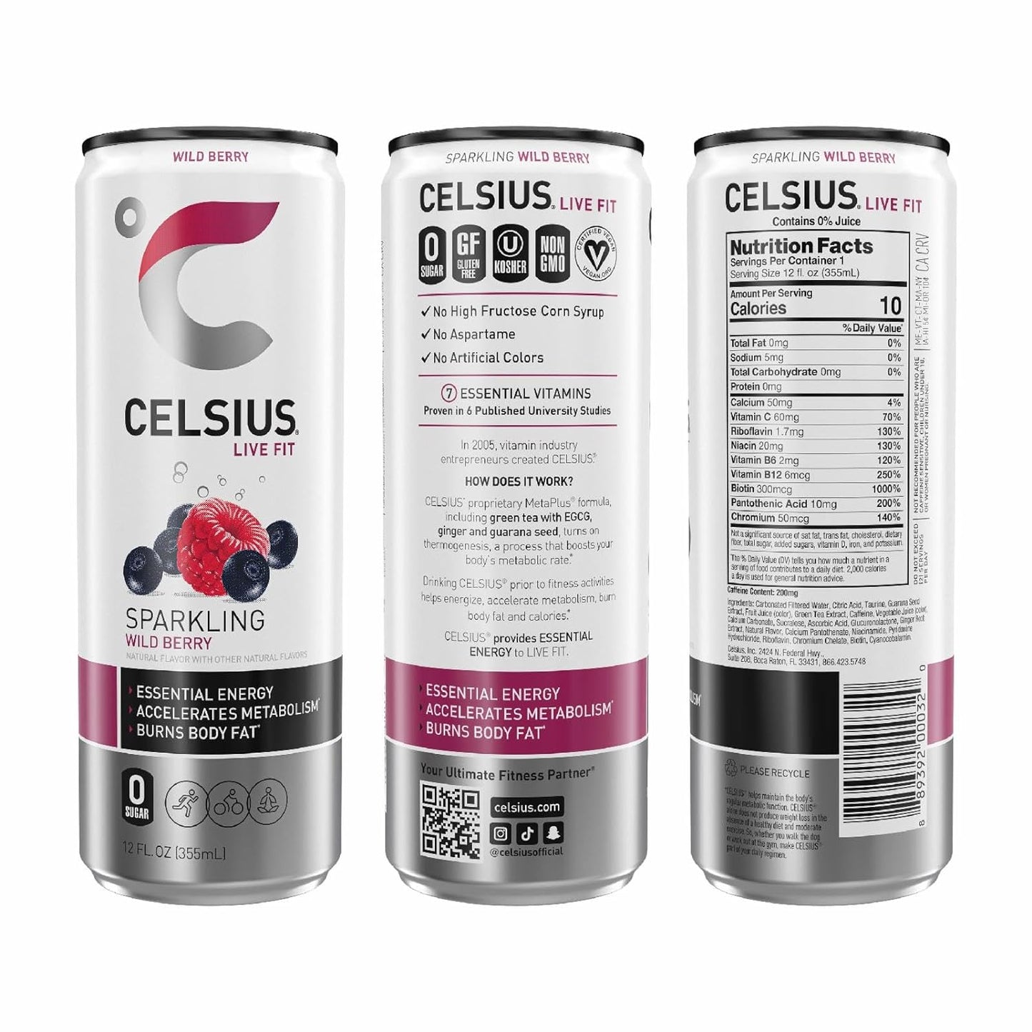 CELSIUS Sparkling Orange, Functional Essential Energy Drink 12 Fl Oz
