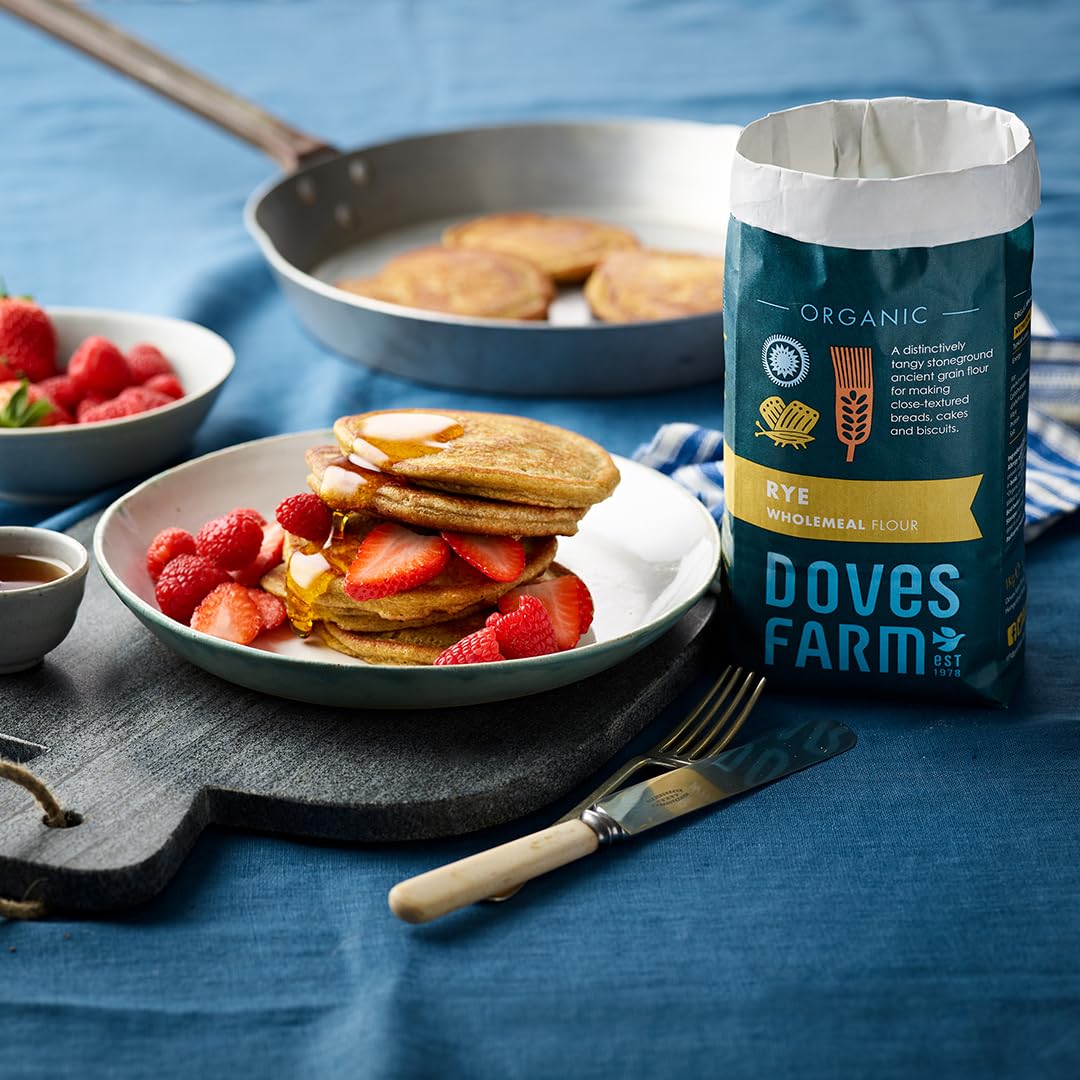 Doves Farm Organic Rye Wholemeal Flour | Stoneground Ancient Grain Flour | Perfect for Close-Textured Breads, Cakes & Biscuit Baking | High in Fiber | Imported from UK | 35.27 Oz (1 Kg)