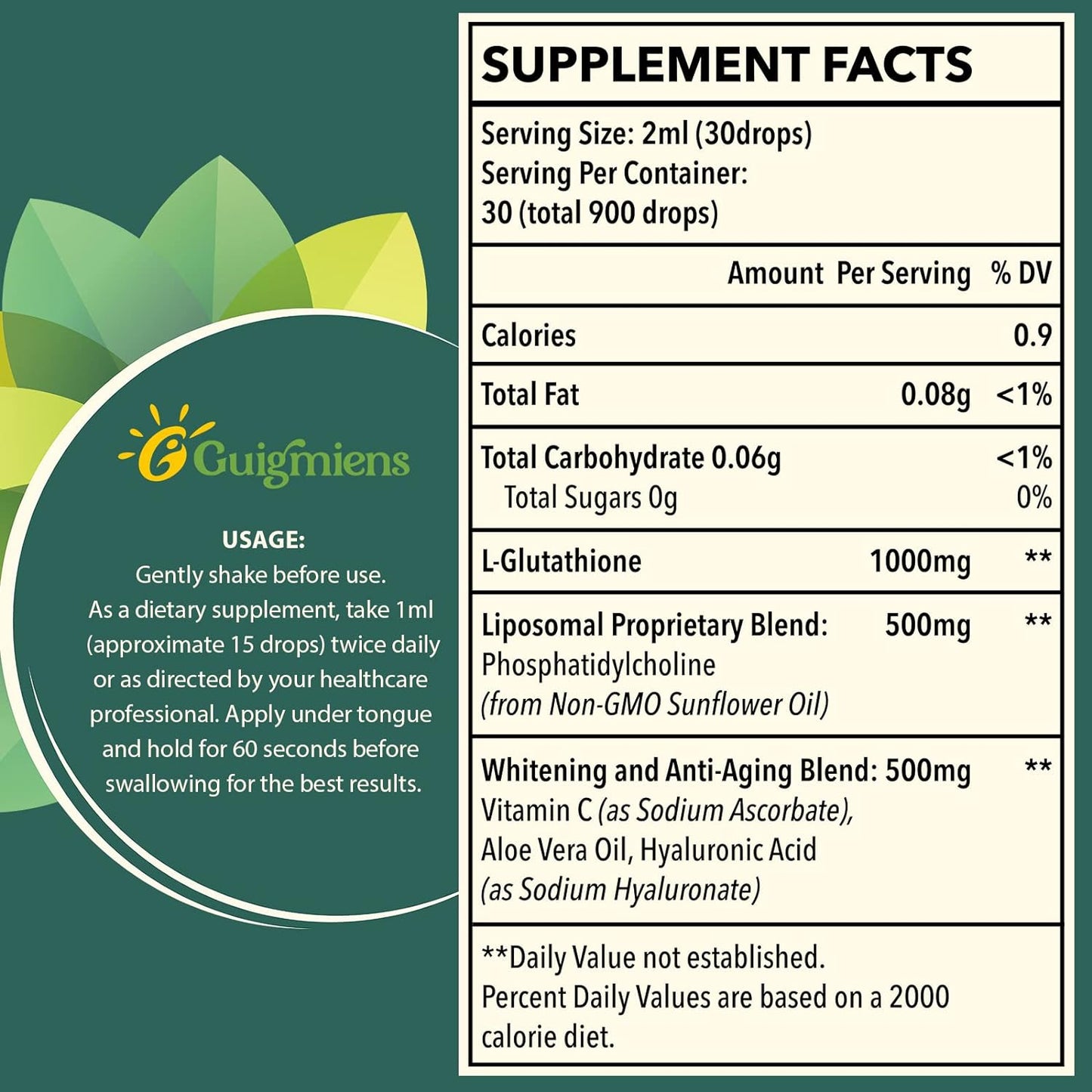 Liposomal Glutathione, Superior Absorption, Liquid Glutathione Supplement, Powerful Antioxidant, Liver Detox, Immune Enhancer, Soy-Free, Non-GMO, Vegan & Gluten Fre, 4 fl.oz,1500 mg