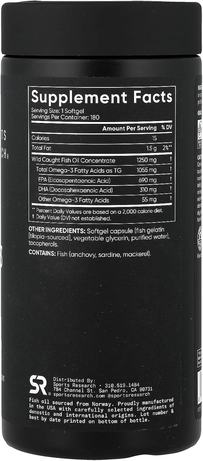 Sports Research Omega-3 Fish Oil, Triple Strength, 30 Softgels
