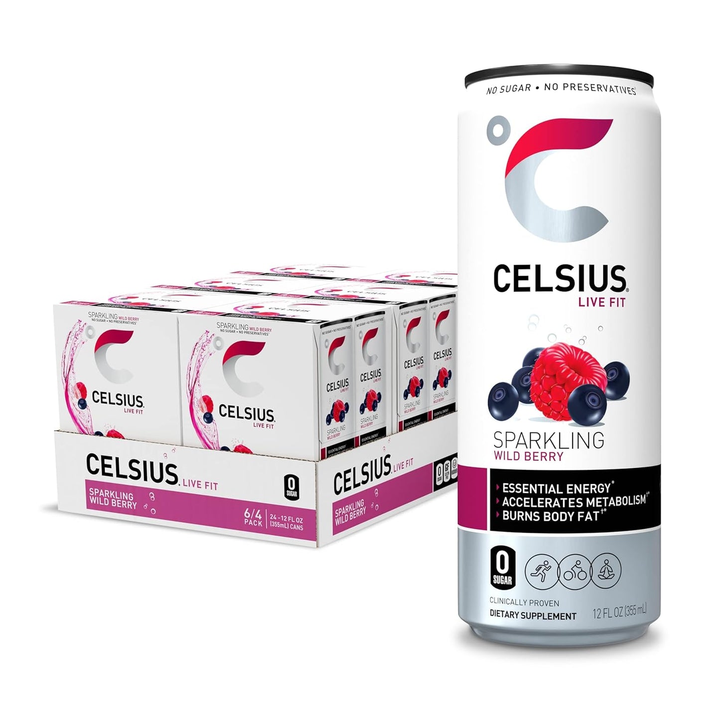 CELSIUS Sparkling Orange, Functional Essential Energy Drink 12 Fl Oz