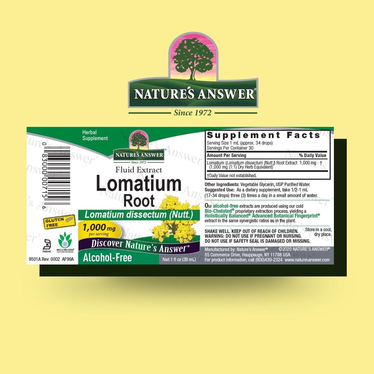 Nature’s Answer Lomatium Root Extract Lomatium Dissectum - Natural Herbal Supplement - Gluten Alcohol-Free - Ideal for Immunity Overall Health Wellbeing – 500mg (1 FL Oz)