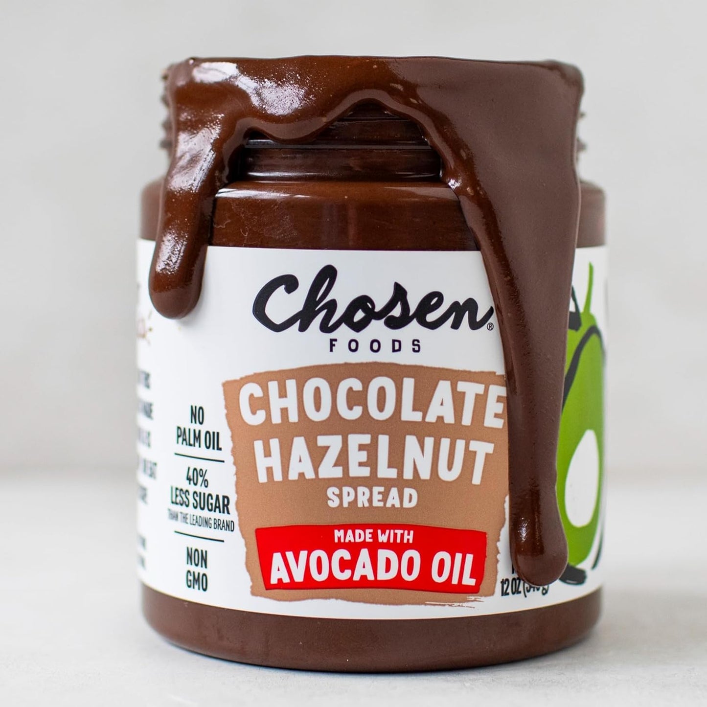 Chosen Foods Chocolate Hazelnut Spread made with 100% Pure Avocado Oil 12 oz 1-Pack