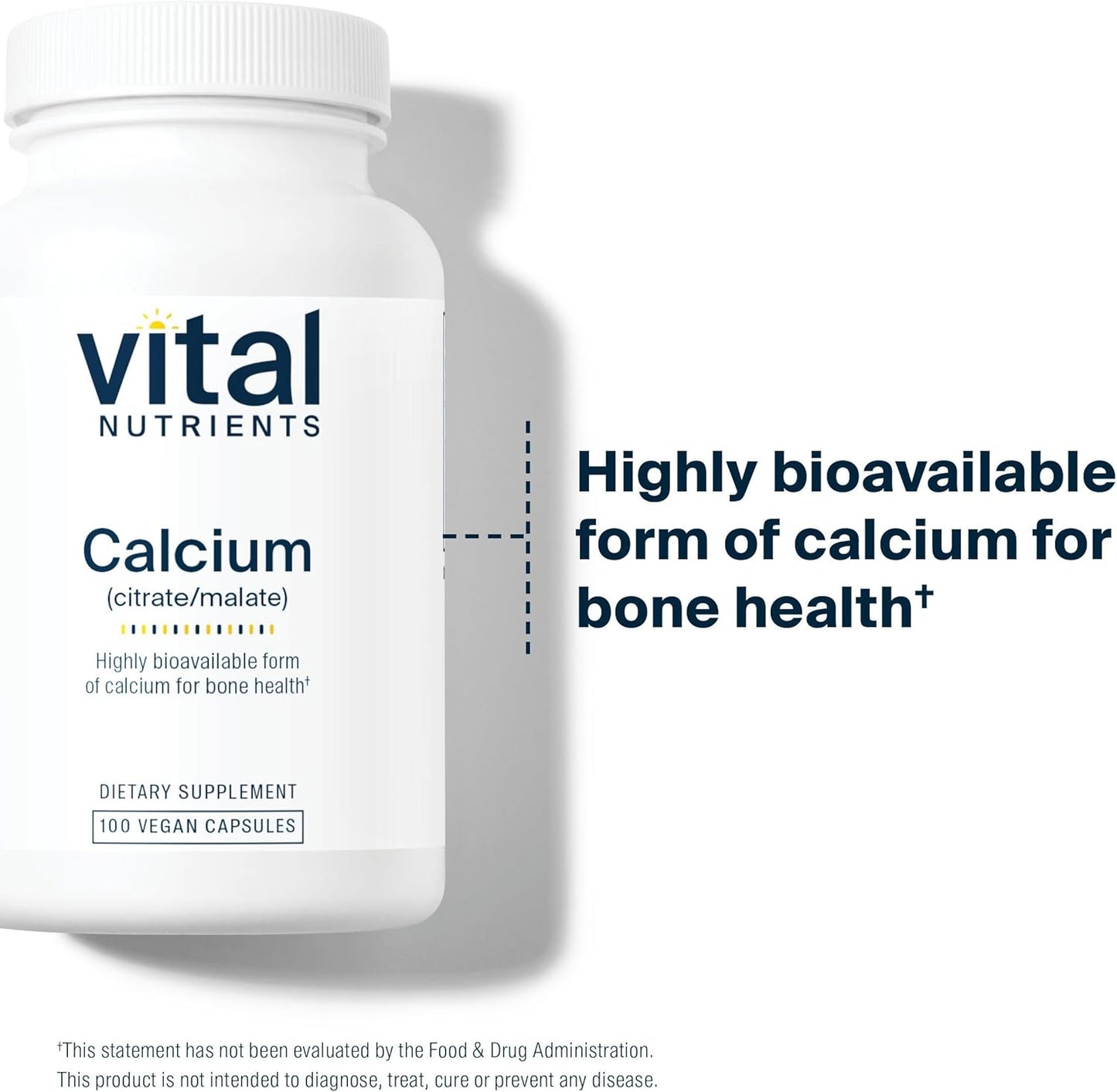Vital Nutrients Calcium Citrate and Malate Complex 150mg | Vegan Supplement | Support Bone Strength, Muscle and Cardiovascular Health* | Gluten, Dairy and Soy Free | 100 Capsules