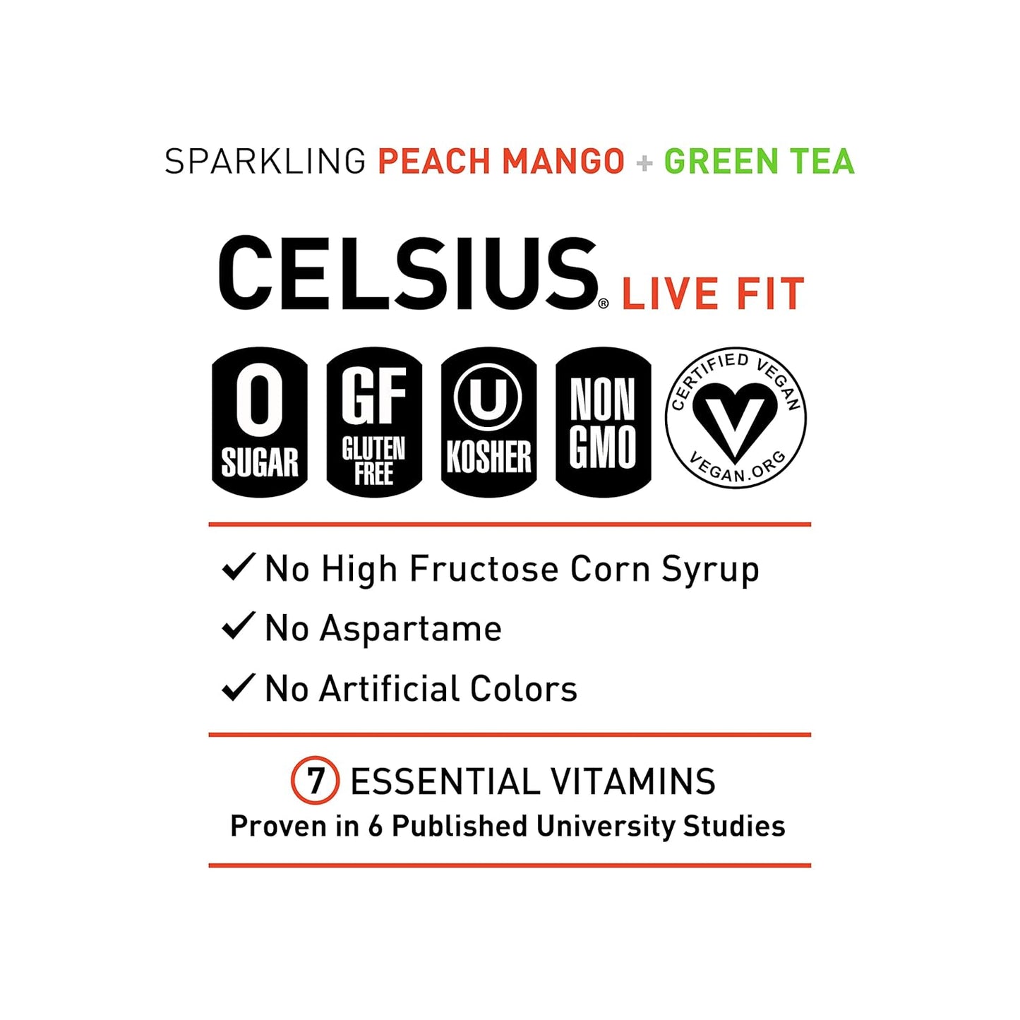 CELSIUS Sparkling Orange, Functional Essential Energy Drink 12 Fl Oz