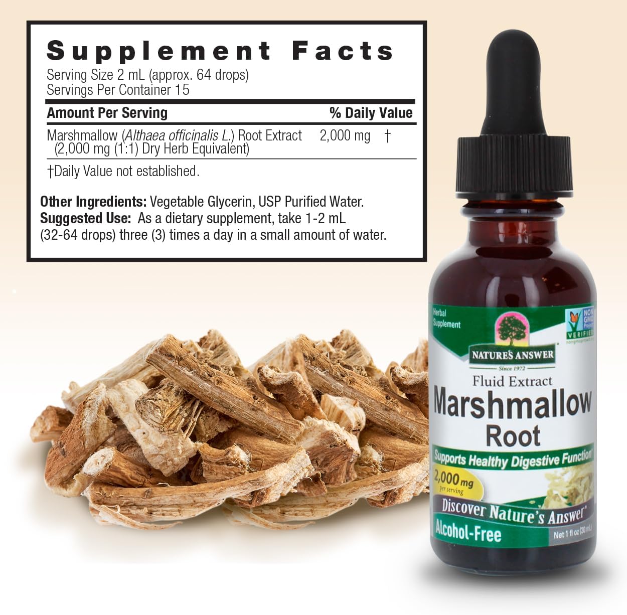 Nature's Answer Alcohol-Free Marshmallow Root, 1-Fluid Ounce