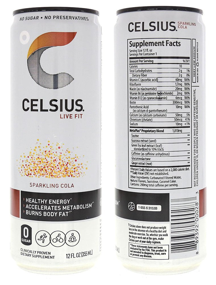 CELSIUS Sparkling Orange, Functional Essential Energy Drink 12 Fl Oz