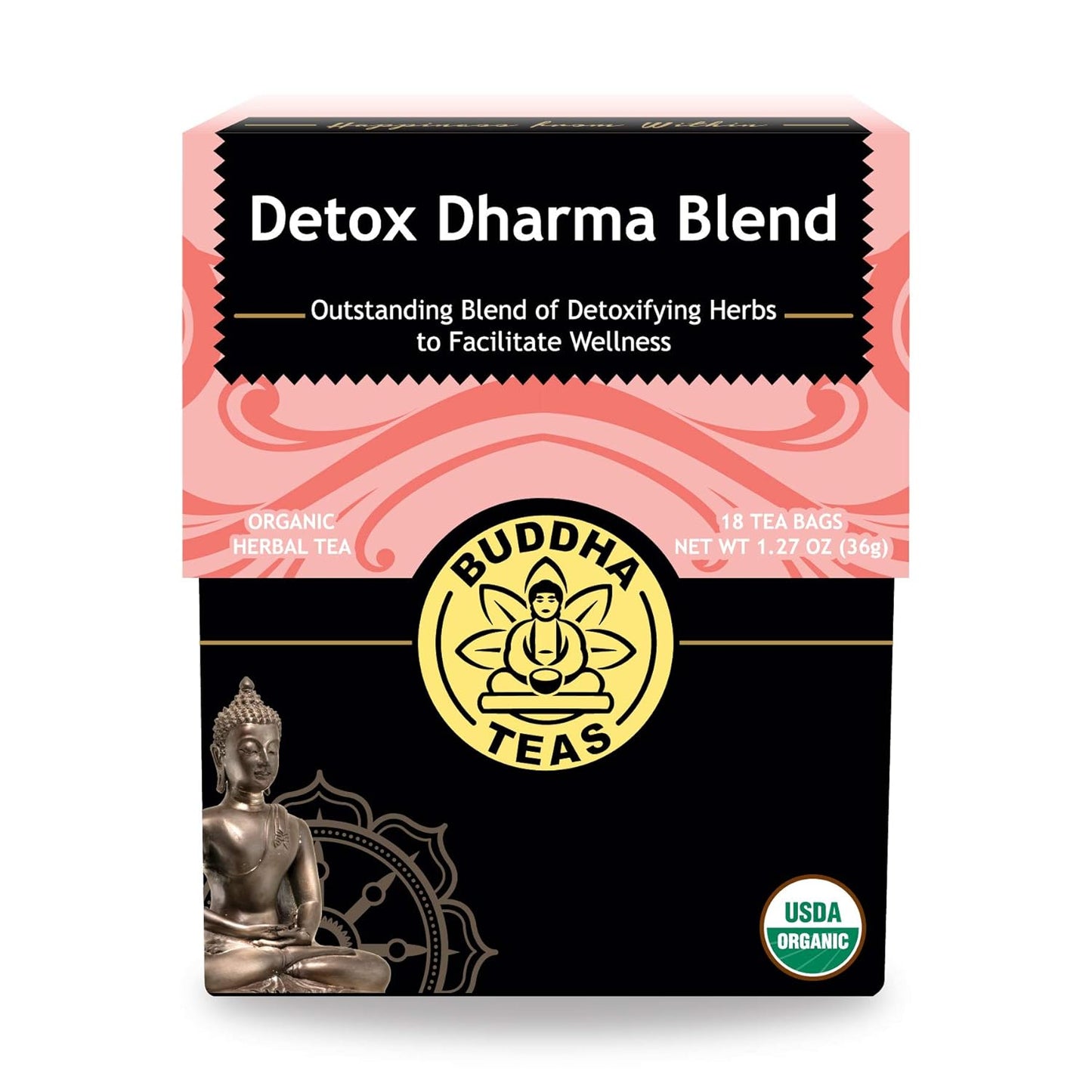 Buddha Teas Organic Dandelion Root Tea – 18 Bleach-Free Tea Bags – Caffeine-Free Tea with a Rich, Earthy Taste, Natural Source of Vitamins, Minerals, and Antioxidants, Kosher, GMO-Free