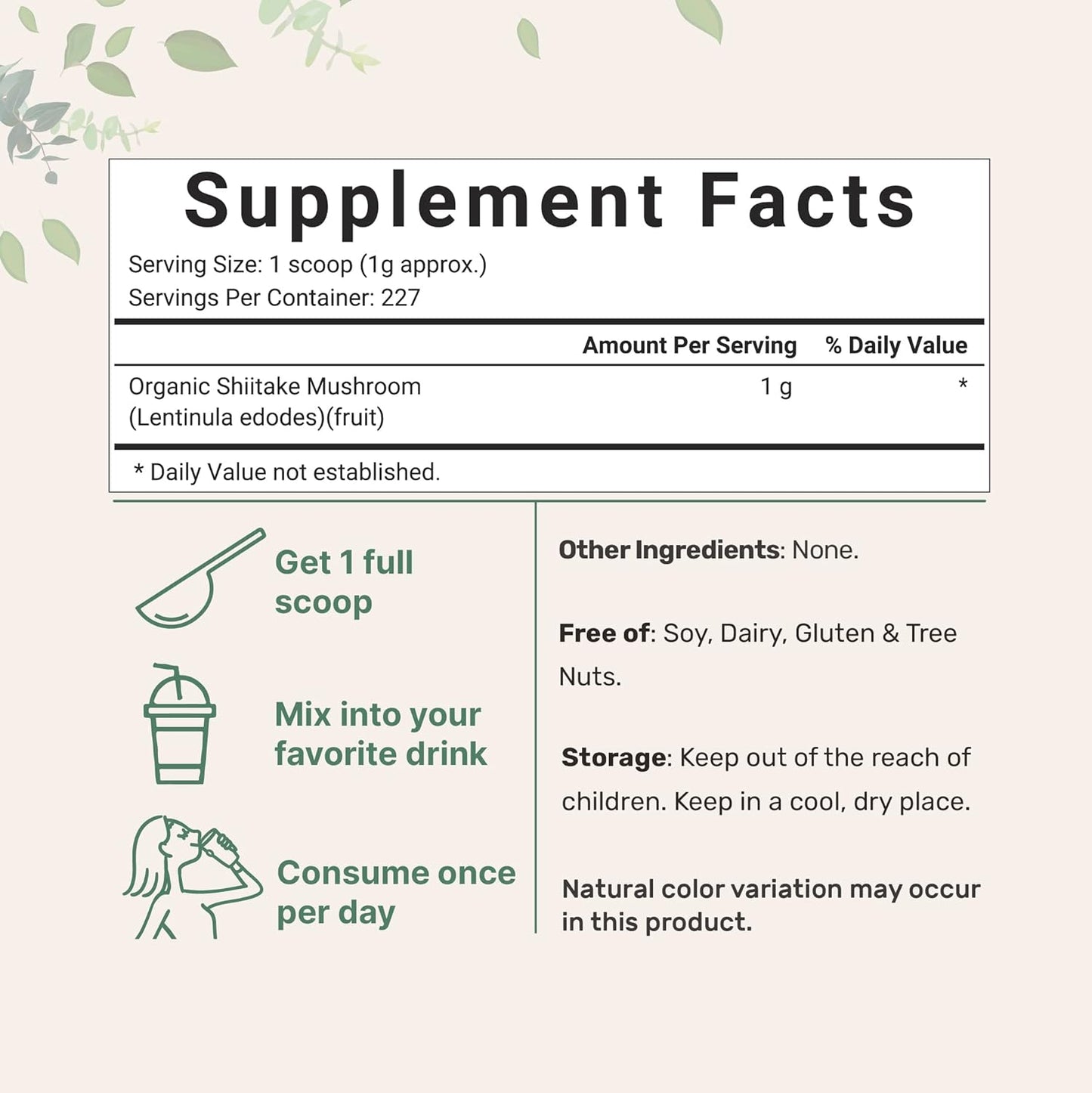 Micro Ingredients Organic Shiitake Mushroom Powder, 8 oz | Culinary Superfood | Supports Gut & Immune Health | Great for Cooking, Soups & Sauces | Non-GMO, Vegan Friendly