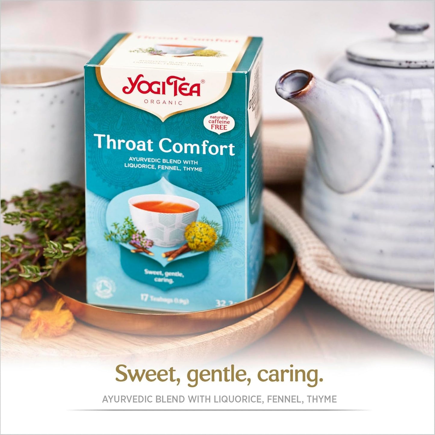 Yogi Tea, Throat Comfort, Organic Herbal Tea, Naturally Caffeine Free, Blend of Liquorice, Fennel and Thyme, 6 Packs x 17 Tea Bags (102 Teabags Total)