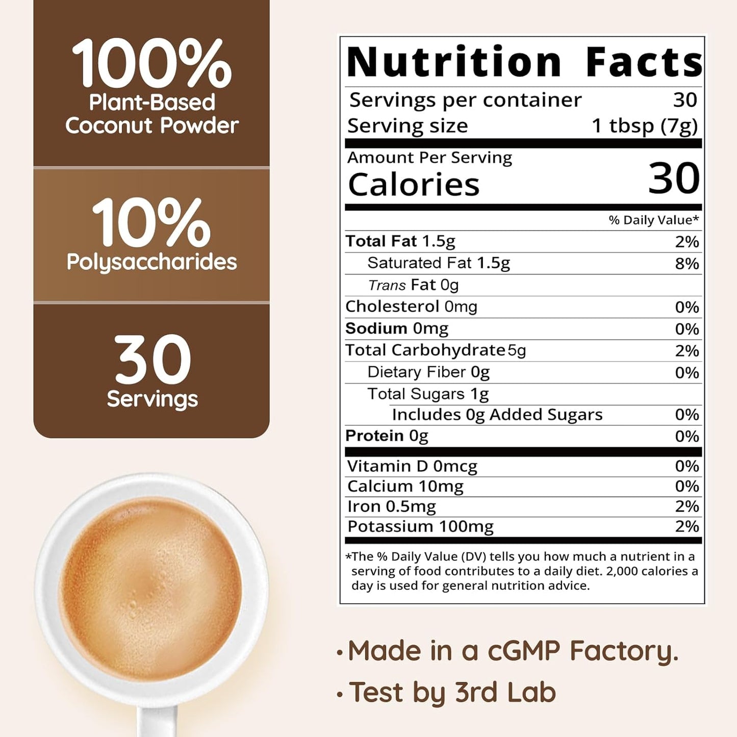 Veltracha Mushroom Coconut Coffee Creamer, Coffee Mate Creamer Powder with Pure Coconut Extract and 6 Adaptogenic Mushroom, Superfood Creamer Vegan & Unsweetened, 7.41oz (30 Servings), Mocha