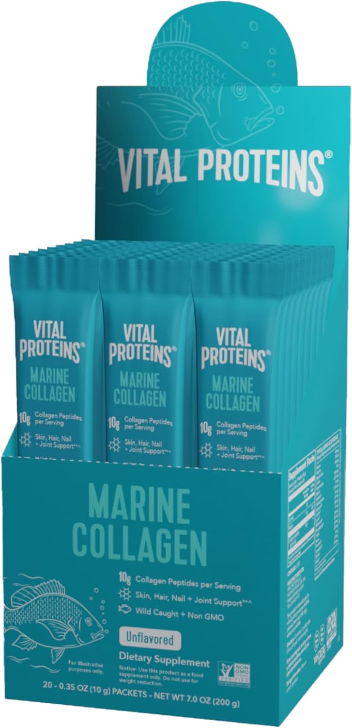 Vital Proteins Marine Collagen Peptides Powder Supplement for Skin Hair Nail Joint - Hydrolyzed Collagen - 12g per Serving - 7.8 oz Canister