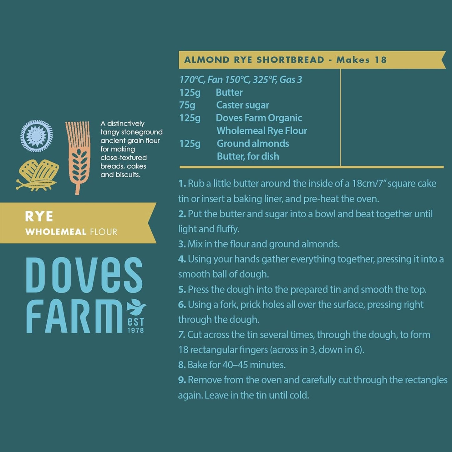 Doves Farm Organic Rye Wholemeal Flour | Stoneground Ancient Grain Flour | Perfect for Close-Textured Breads, Cakes & Biscuit Baking | High in Fiber | Imported from UK | 35.27 Oz (1 Kg)