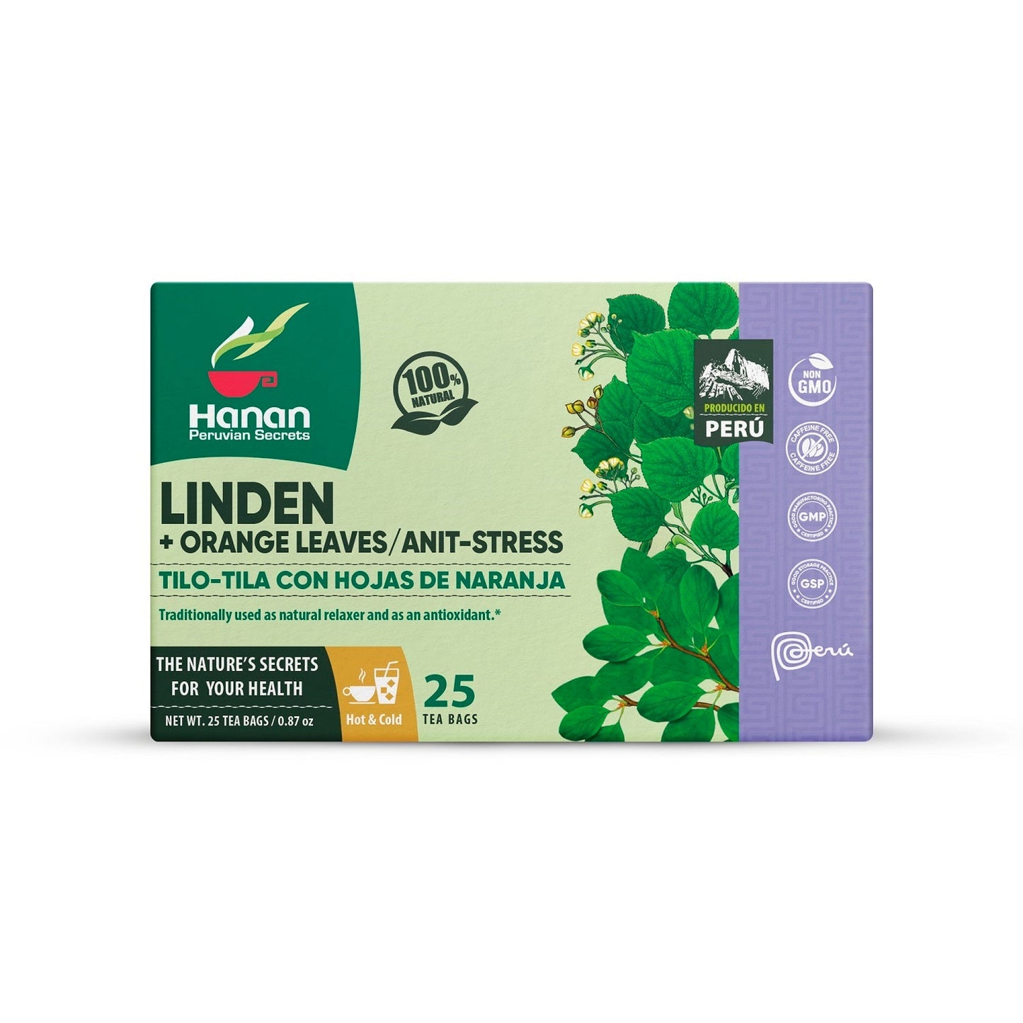 Linden with Orange Leaves Herbal Tea | Tilo - Tila con Hojas de Naranja | 25 Teabags