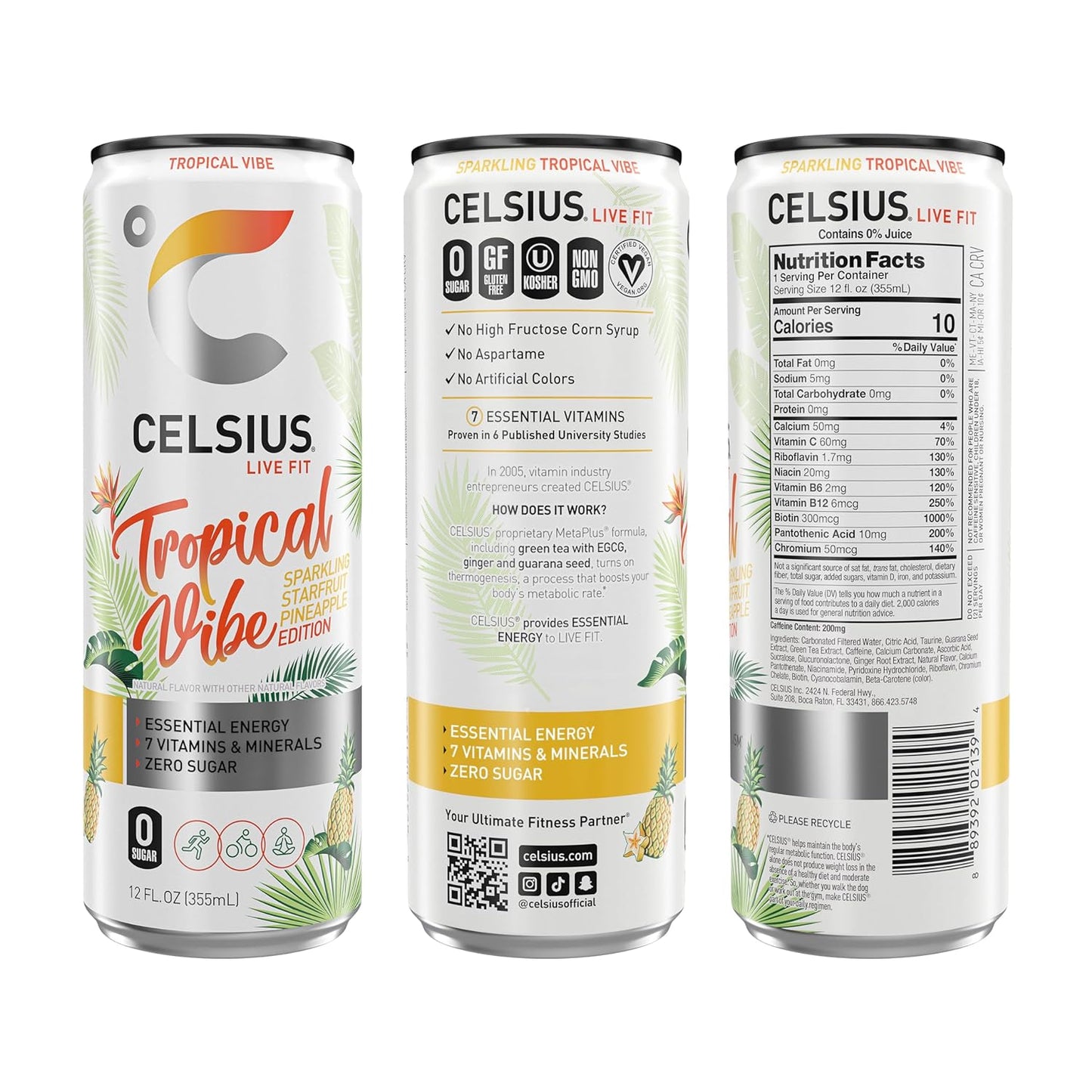 CELSIUS Sparkling Orange, Functional Essential Energy Drink 12 Fl Oz