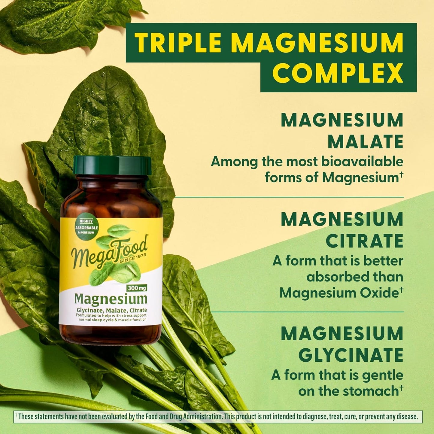 MegaFood Magnesium 300 mg - Highly absorbable Blend of Magnesium Glycinate, Magnesium Citrate & Magnesium Malate to Help Support Heart, Nerve Health and Relaxation - 120 Capsules (60 Servings)