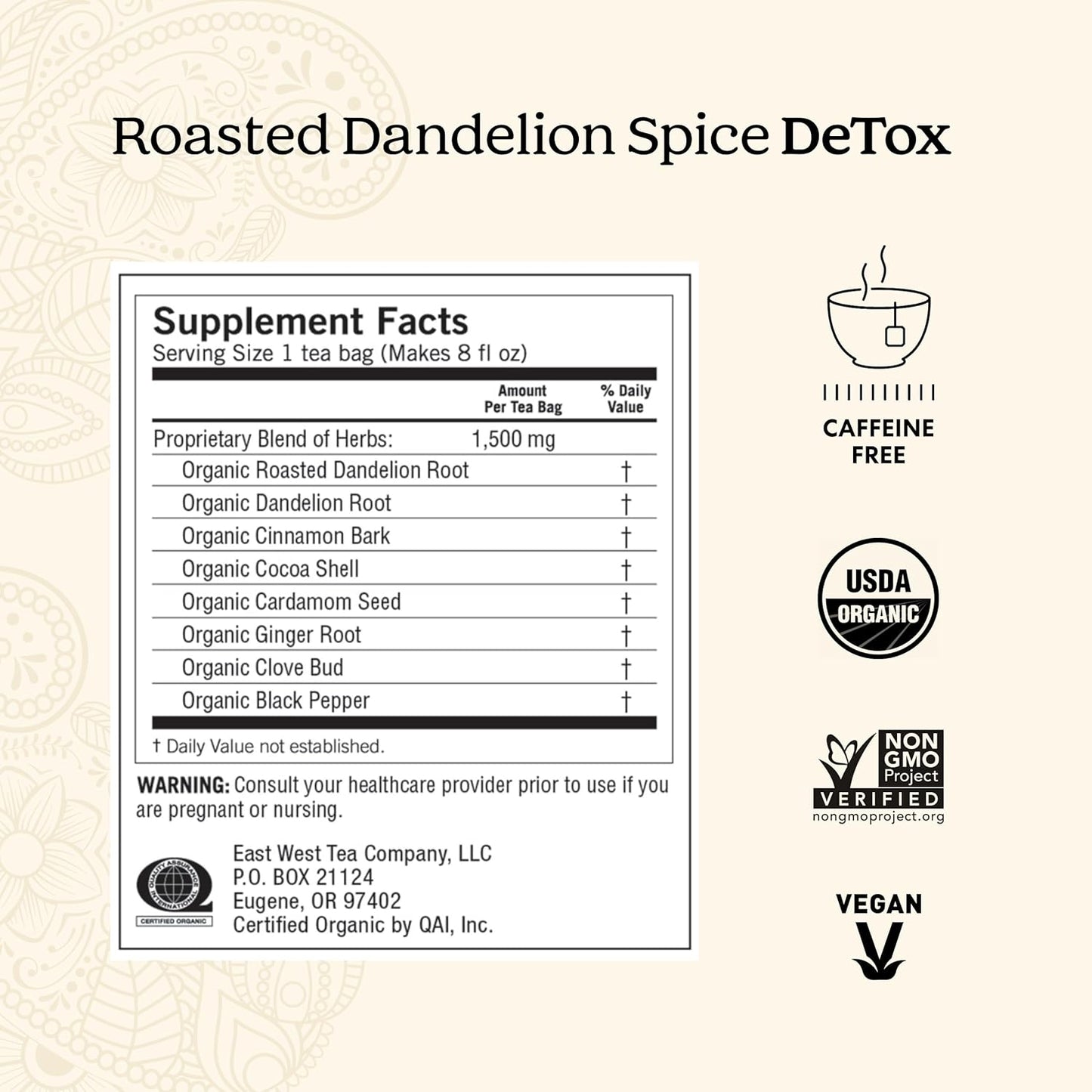 Yogi Tea Roasted Dandelion Spice DeTox Tea - 16 Tea Bags per