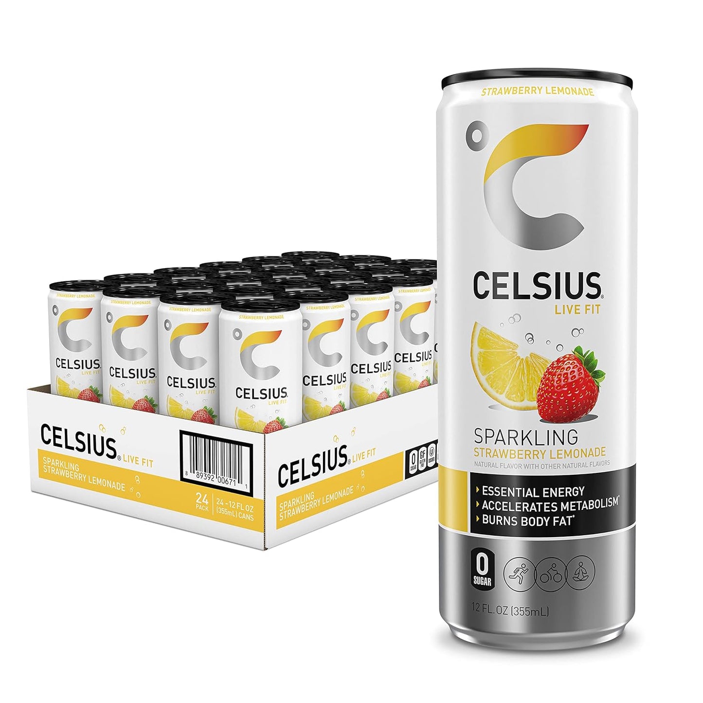 CELSIUS Sparkling Orange, Functional Essential Energy Drink 12 Fl Oz