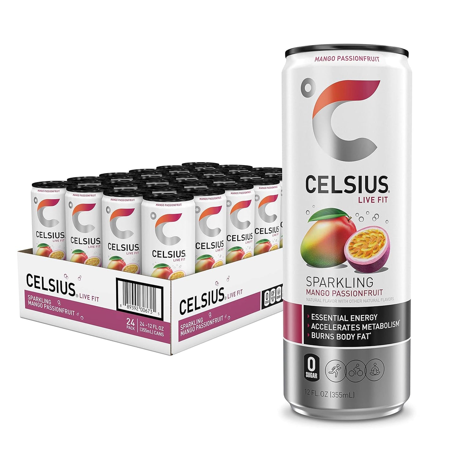 CELSIUS Sparkling Orange, Functional Essential Energy Drink 12 Fl Oz