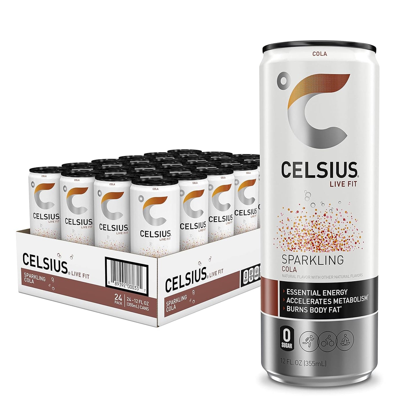 CELSIUS Sparkling Orange, Functional Essential Energy Drink 12 Fl Oz