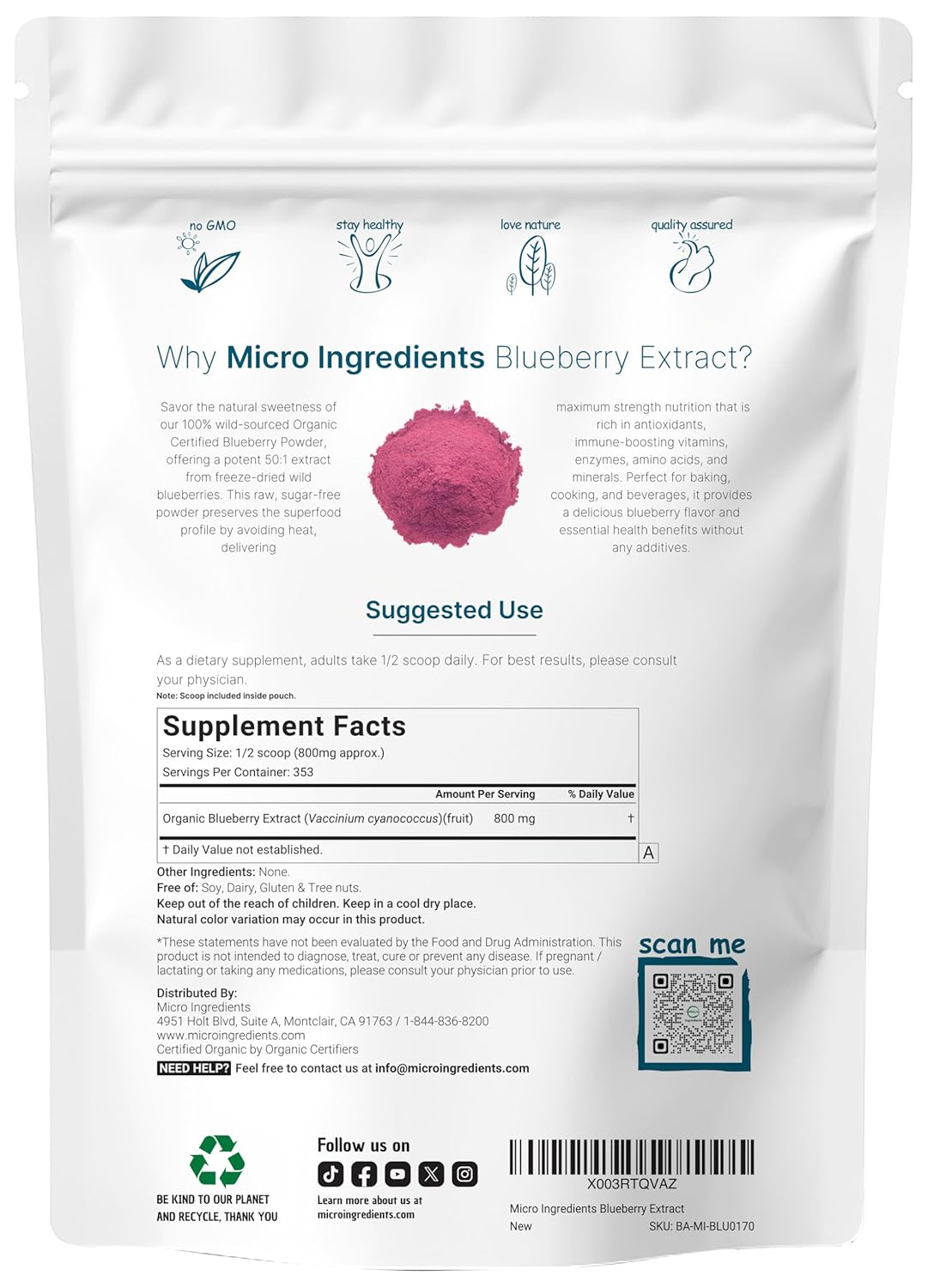 Organic Acerola Powder, 8oz | Natural Organic Vitamin C Superfood | No Sugar & Additives | Great Flavor for Drinks, Smoothie, & Beverages | Non-GMO & Vegan Friendly, Brazil Origin