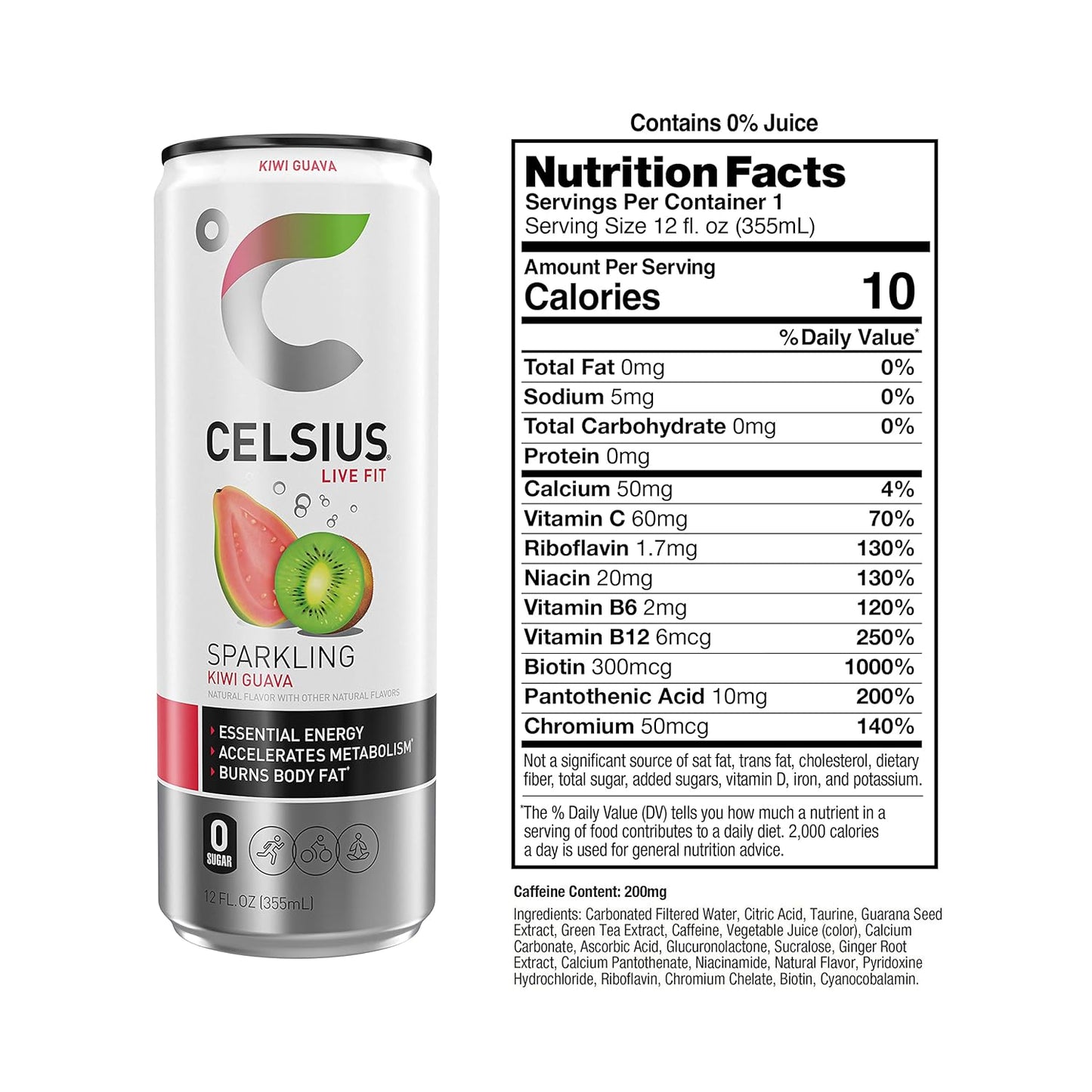 CELSIUS Sparkling Orange, Functional Essential Energy Drink 12 Fl Oz
