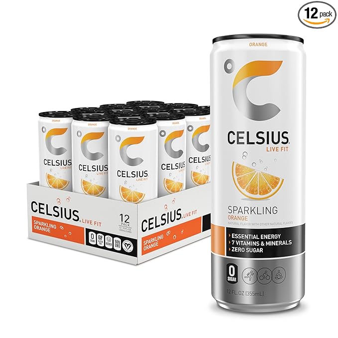 CELSIUS Sparkling Orange, Functional Essential Energy Drink 12 Fl Oz