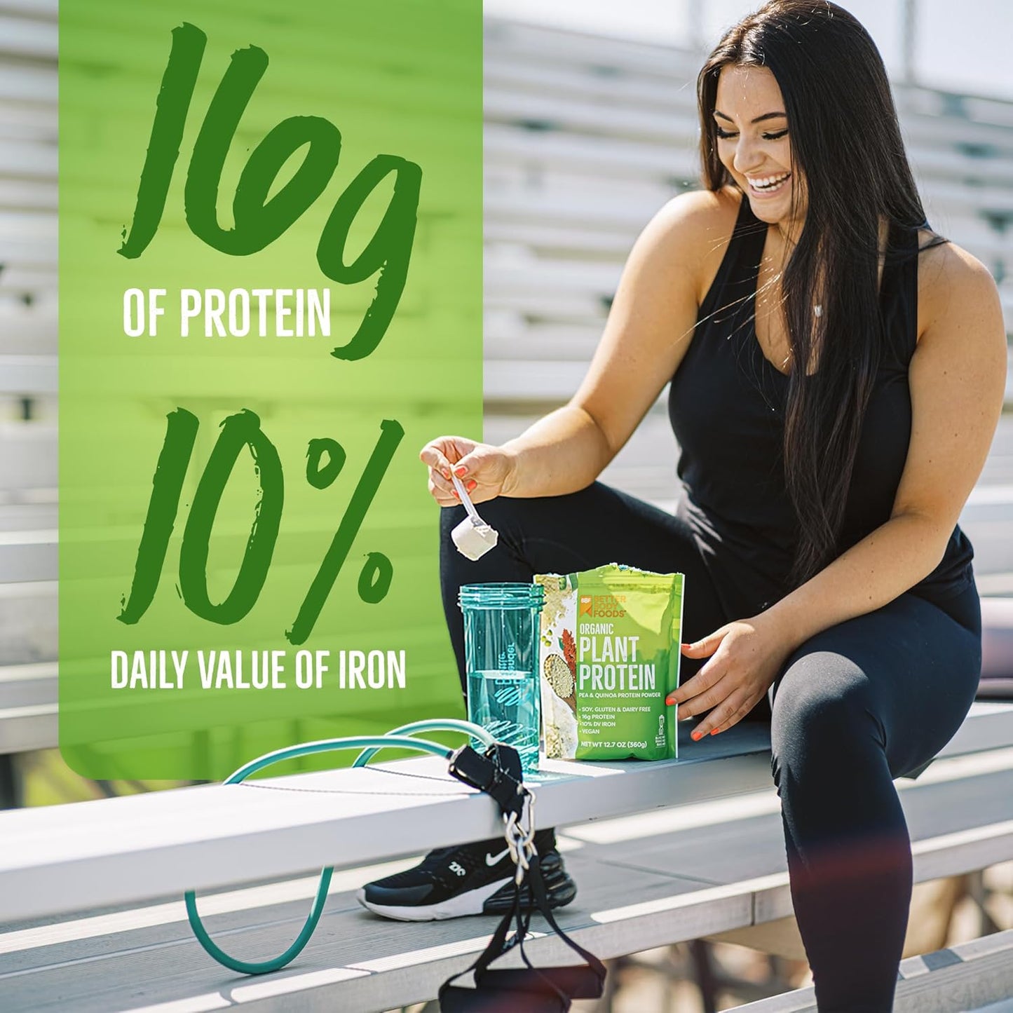 BetterBody Foods Organic Plant Based Protein Powder, 16g of Protein 24% DV, Vegan, Low Net Carbs, Gluten Free, Dairy Free, No Sugar Added, Soy Free, Non-GMO, 12.7 Ounces