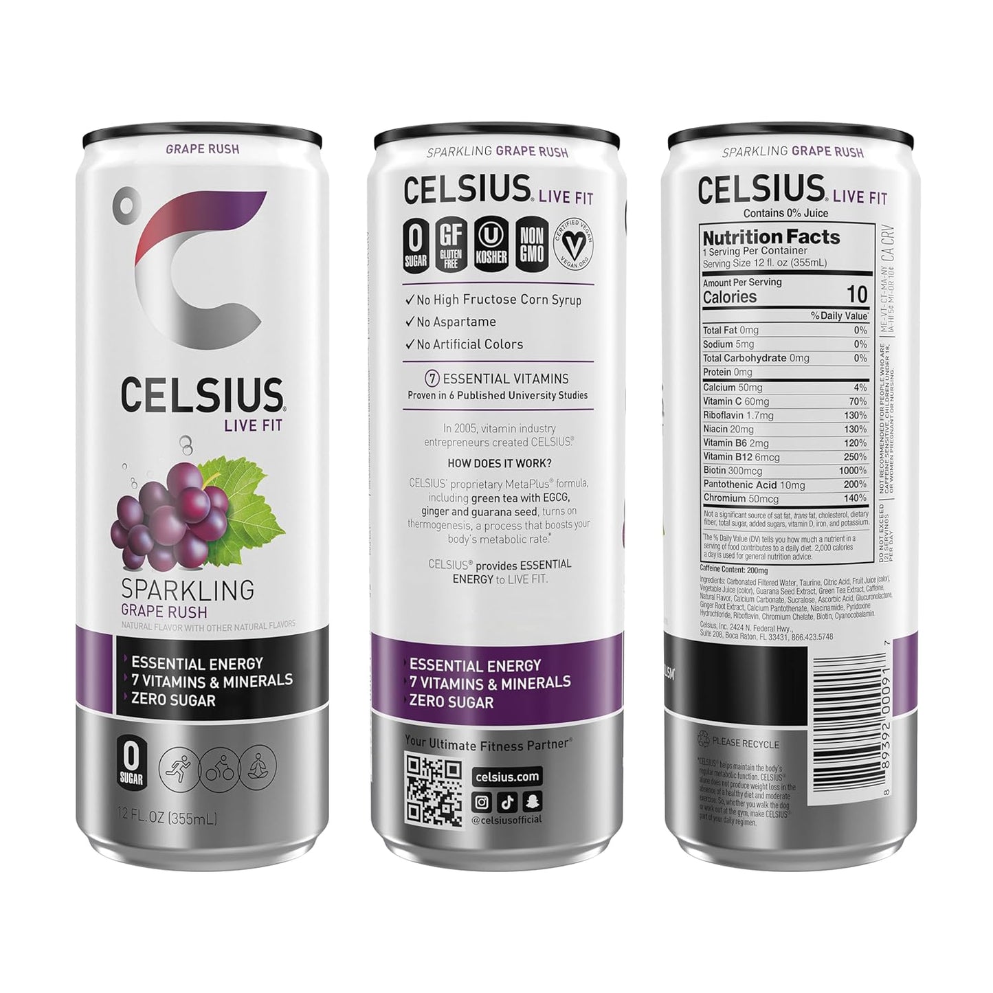 CELSIUS Sparkling Orange, Functional Essential Energy Drink 12 Fl Oz