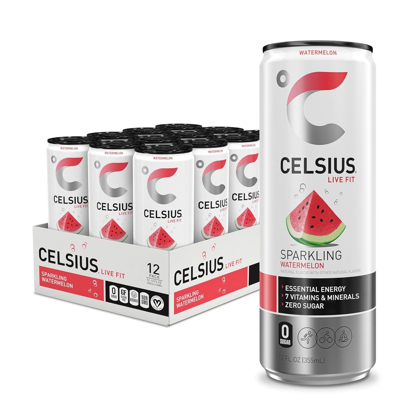 CELSIUS Sparkling Orange, Functional Essential Energy Drink 12 Fl Oz