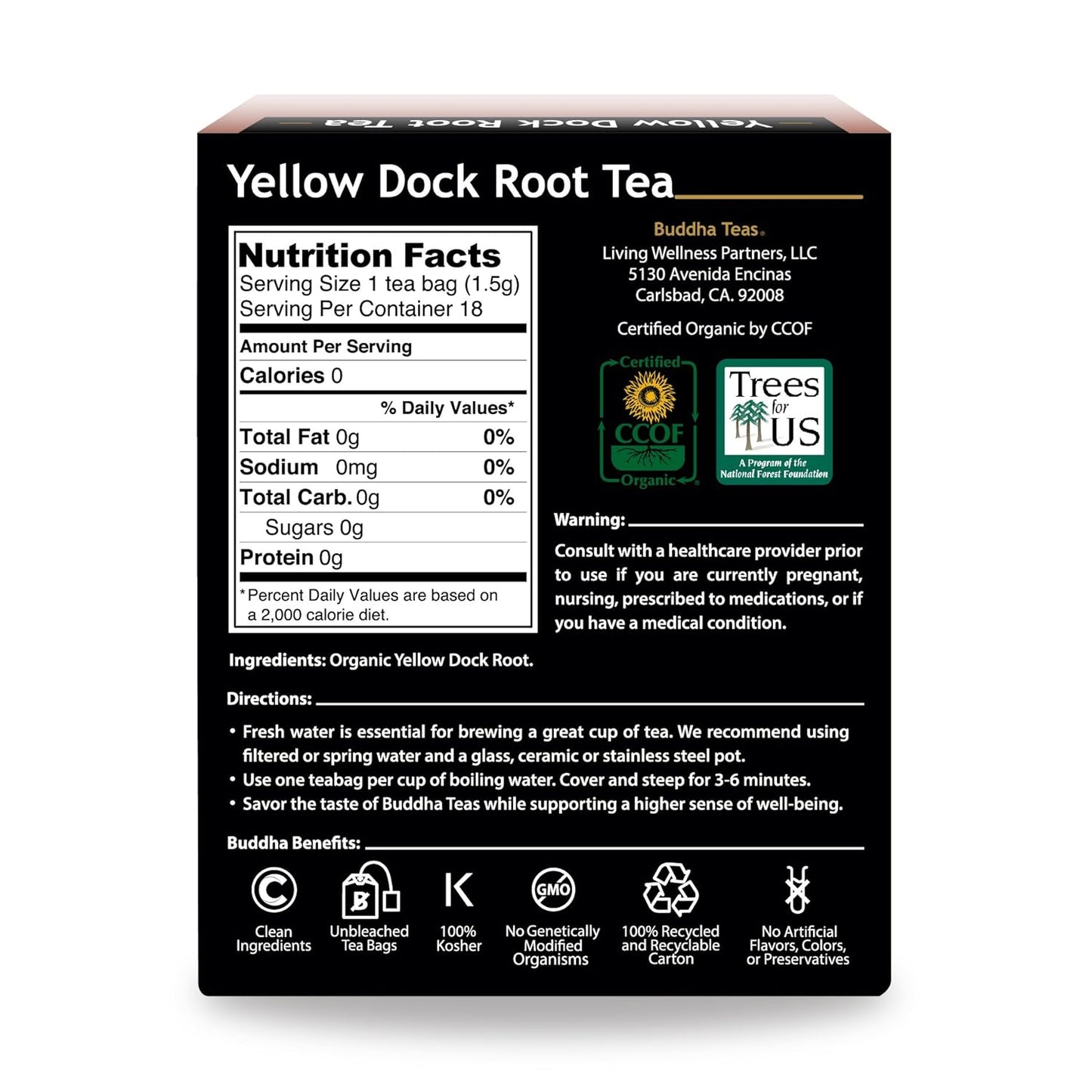 Buddha Teas Organic Dandelion Root Tea – 18 Bleach-Free Tea Bags – Caffeine-Free Tea with a Rich, Earthy Taste, Natural Source of Vitamins, Minerals, and Antioxidants, Kosher, GMO-Free