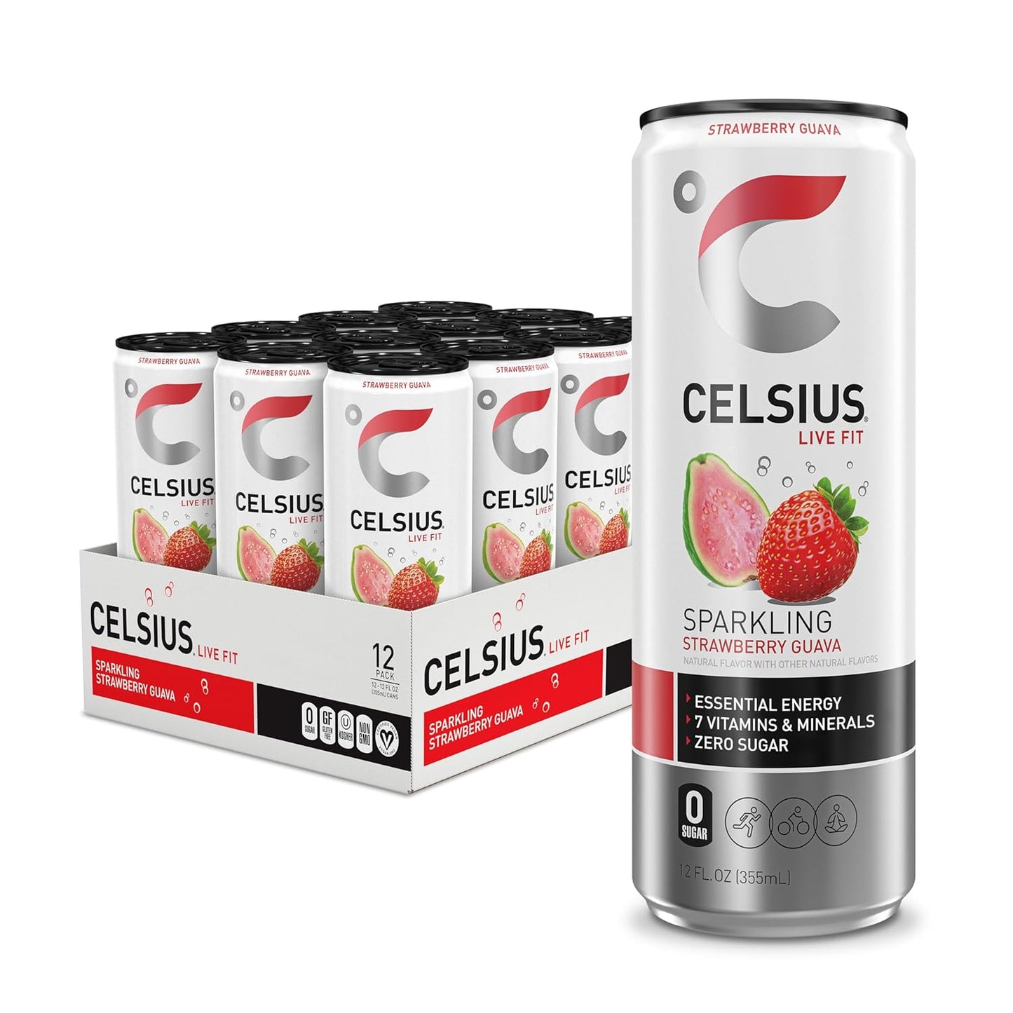 CELSIUS Sparkling Orange, Functional Essential Energy Drink 12 Fl Oz