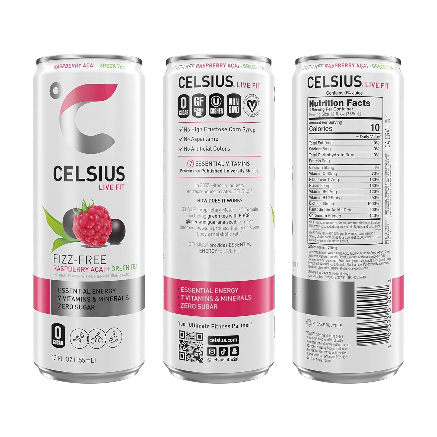 CELSIUS Sparkling Orange, Functional Essential Energy Drink 12 Fl Oz