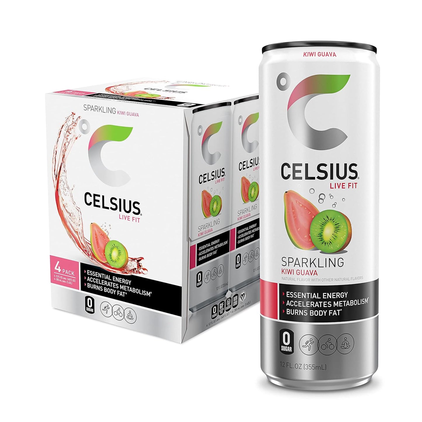 CELSIUS Sparkling Orange, Functional Essential Energy Drink 12 Fl Oz
